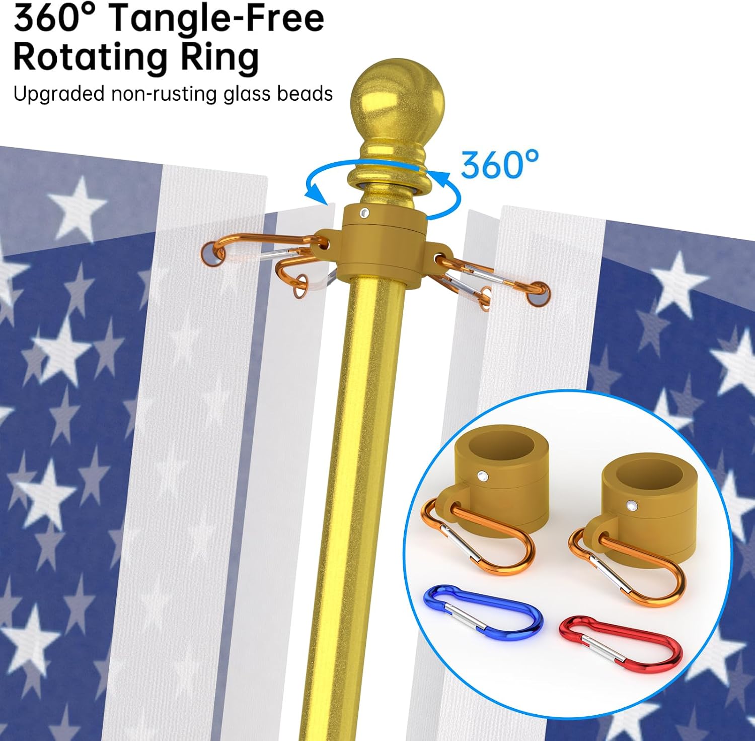 ZMTECH Flag Pole - Upgraded Bracket, 6 FT Stainless Steel Flag Poles for Outside House, Residential or Commerical