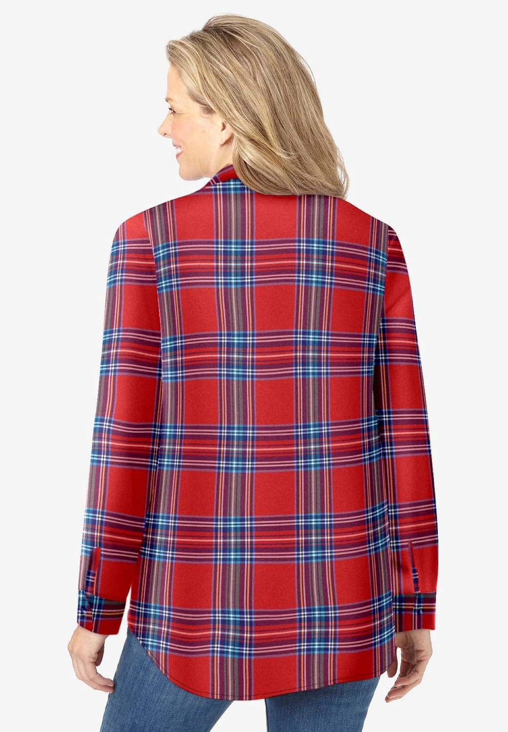 Woman Within Pintucked Flannel Shirt