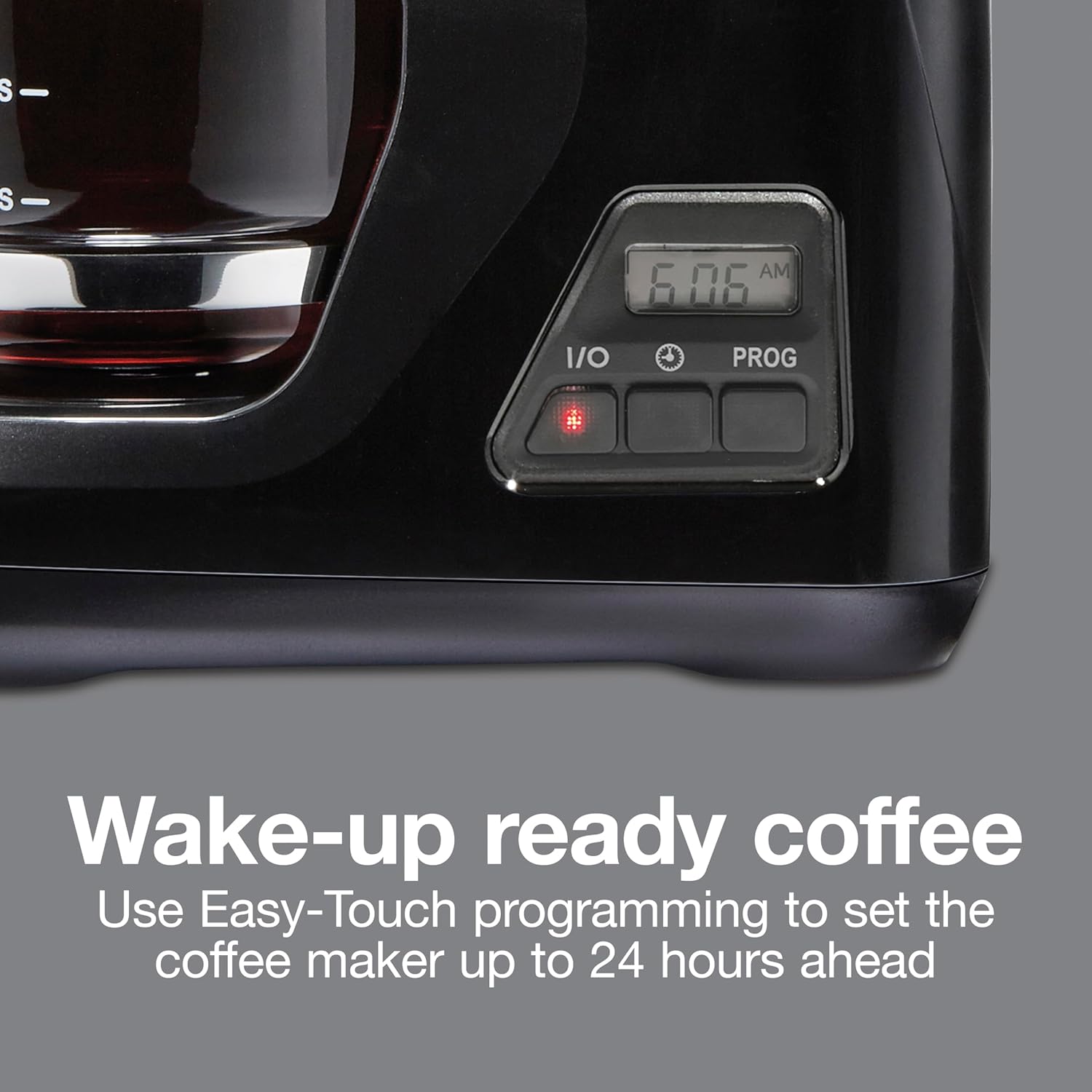 Proctor Silex Digital & Programmable FrontFill 12 Cup Drip Coffee Maker | Glass Carafe | Compact | Auto Shutoff | Black & Silver | 43685PS