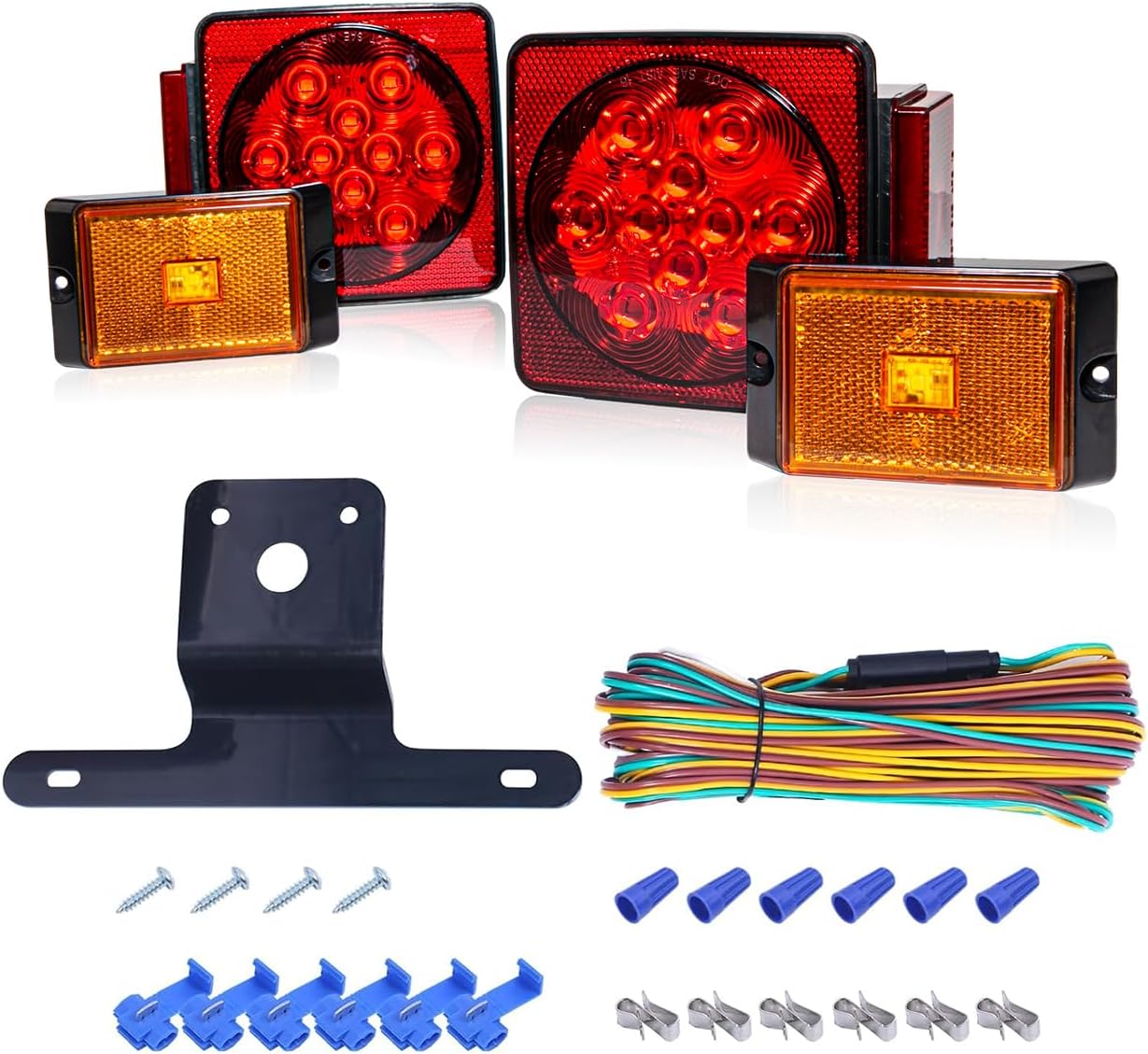 MAXXHAUL 70205 Trailer Light Kit - 12V All LED, Left and Right Waterproof Submersible for Trailers, Boat Trailer Truck Marine Camper RV Snowmobile