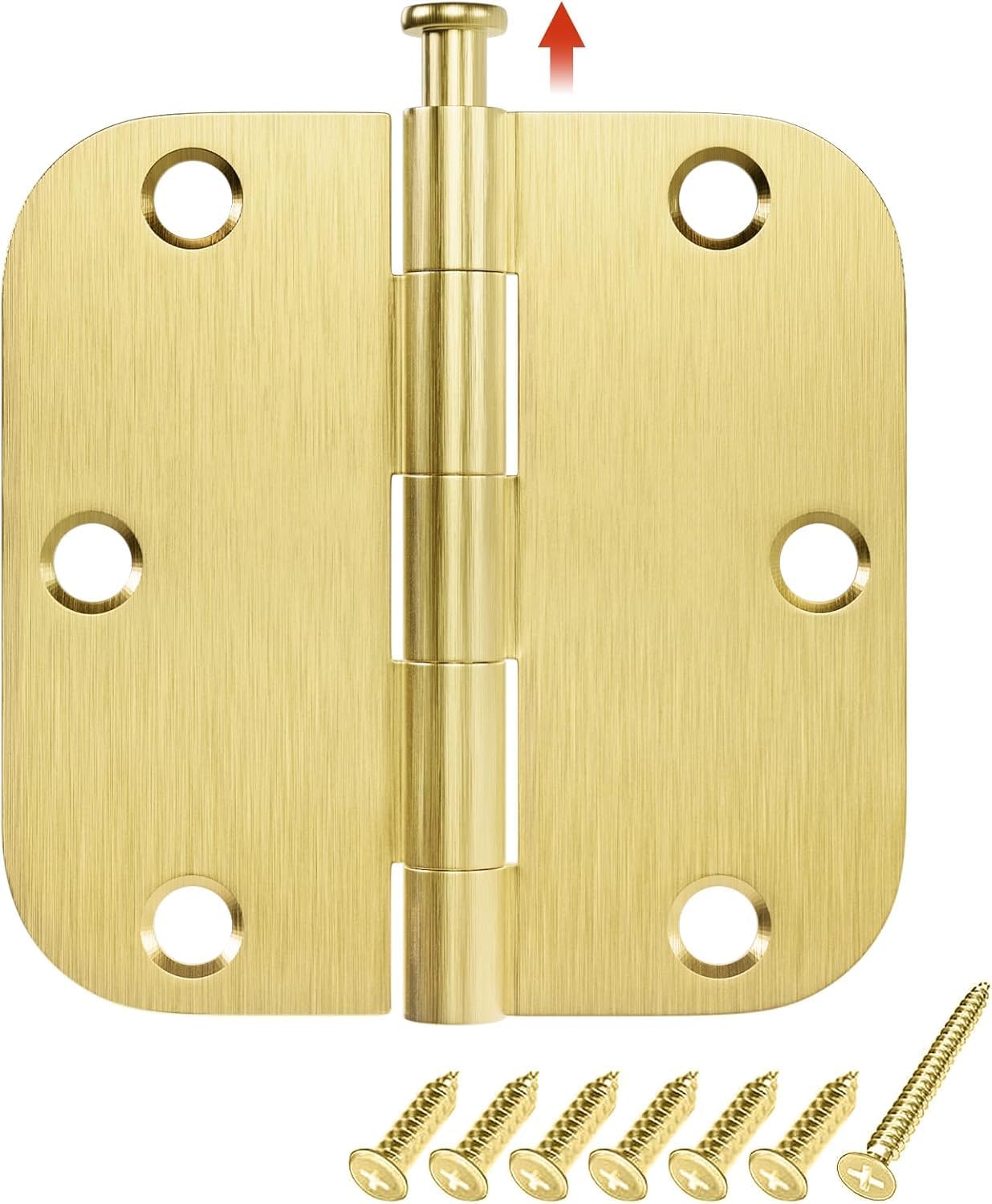 HOSOM 18 Pack 3.5 Inch Brushed Nickel Interior Door Hinges, 5/8 Radius, Satin Nickel 3 1/2 Interior Door Hinges, 3.5 "x 3.5" Silver Hardware