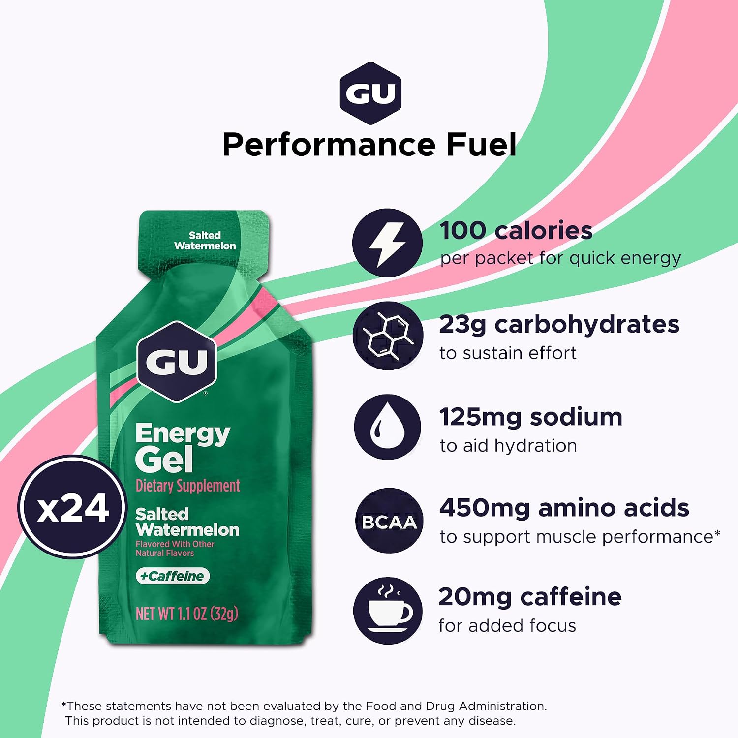 GU Energy Original Sports Nutrition Energy Gel, Vegan and Dairy-Free On-the-Go Energy for Any Workout, Vanilla Bean, 8-Count