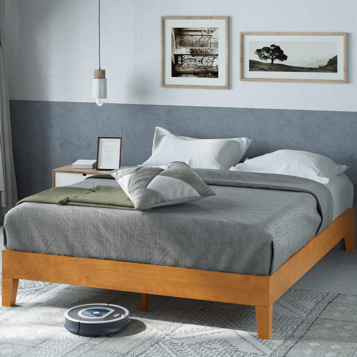 ZINUS Vivek Deluxe Wood Platform Bed Frame with Headboard, Wood Slat Support, No Box Spring Needed, Easy Assembly, Queen | Slatted Headboard, Wood Slat Support, No Box Spring Needed, Contemporary Design, Easy Assembly