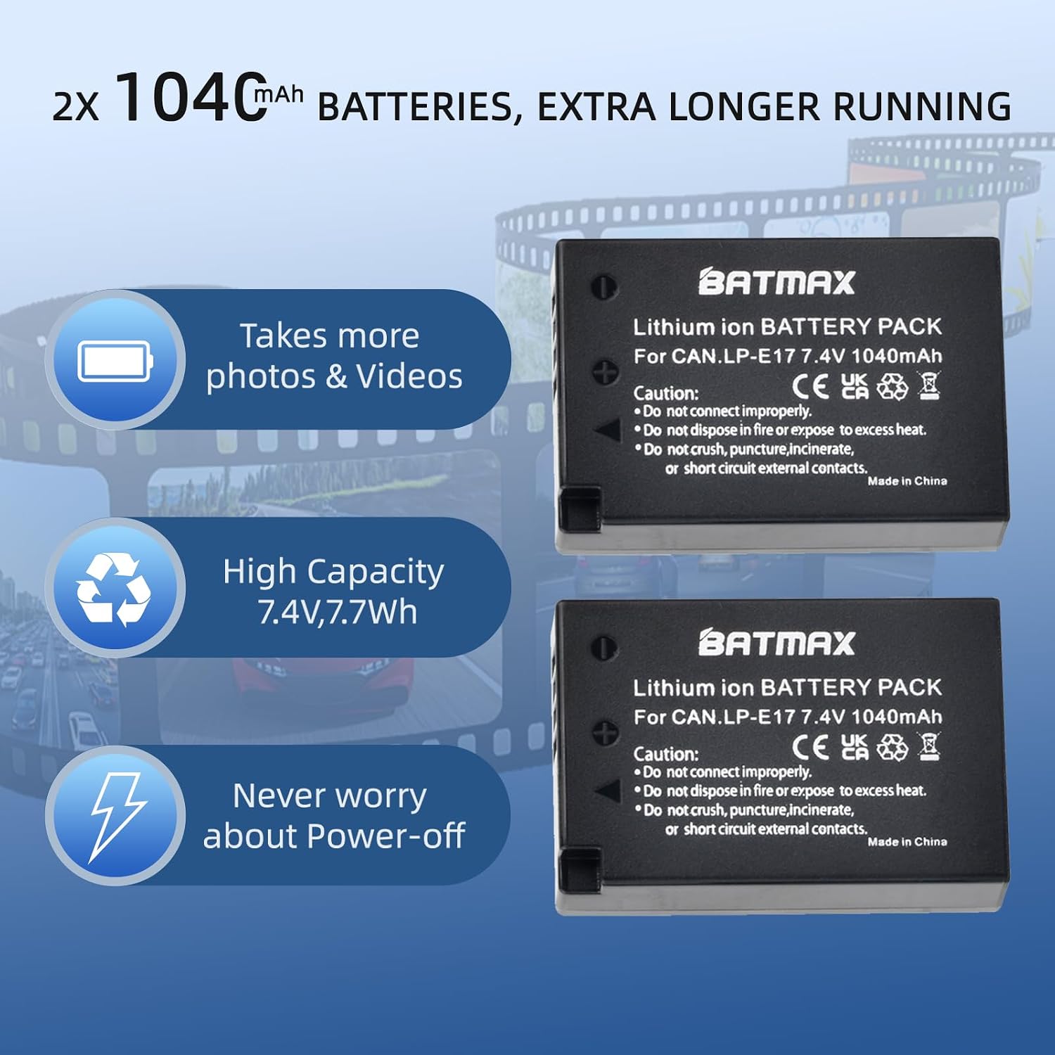 Batmax 2Packs LP-E17 Battery + LED Charger for Canon EOS Rebel SL2 SL3 T6i T6s T7i, EOS M5 M3 M6, M6 mark2