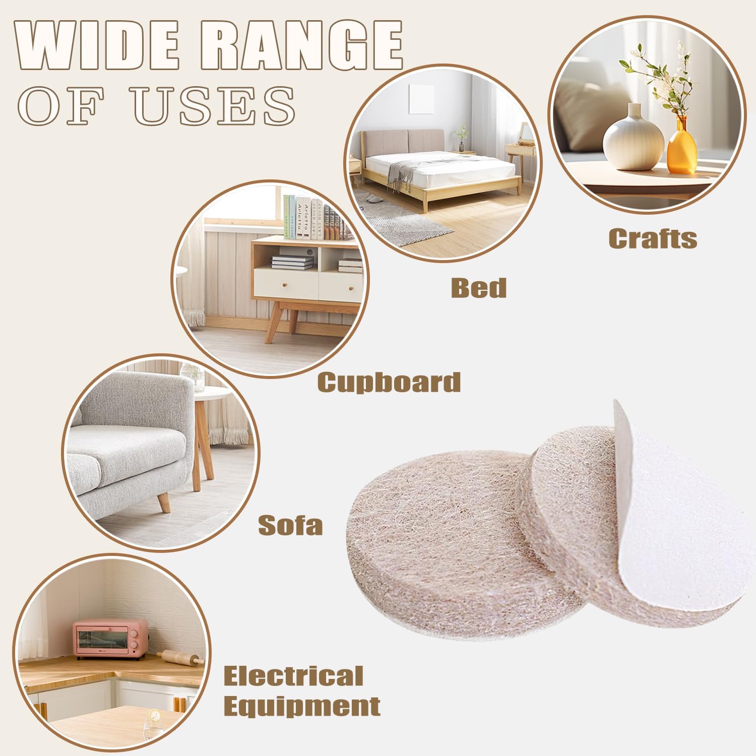 Yelanon Felt Furniture Pads 56 Pcs for Hardwood Floors Brown