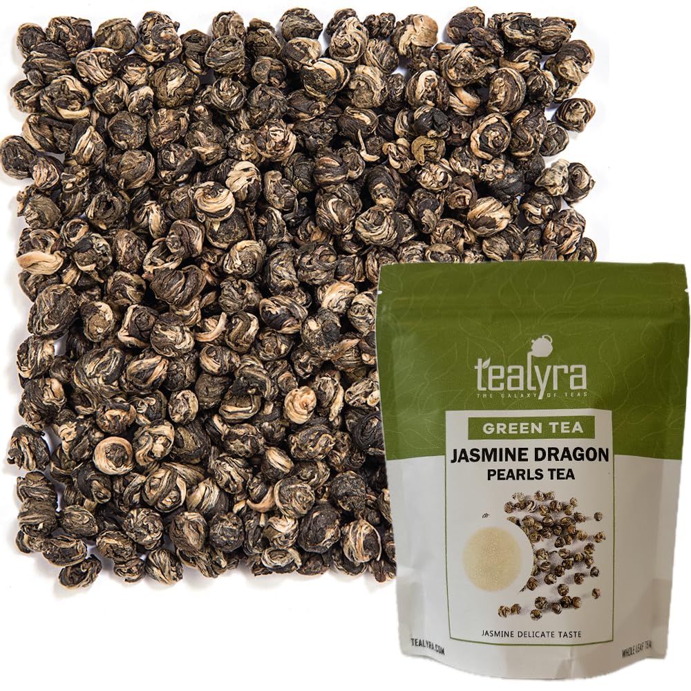 Tealyra - Imperial Jasmine Dragon Pearls - Loose Leaf Green Tea - Jasmine Green Tea with Pleasant Aroma and Tonic Effect - 113g (4-ounce)