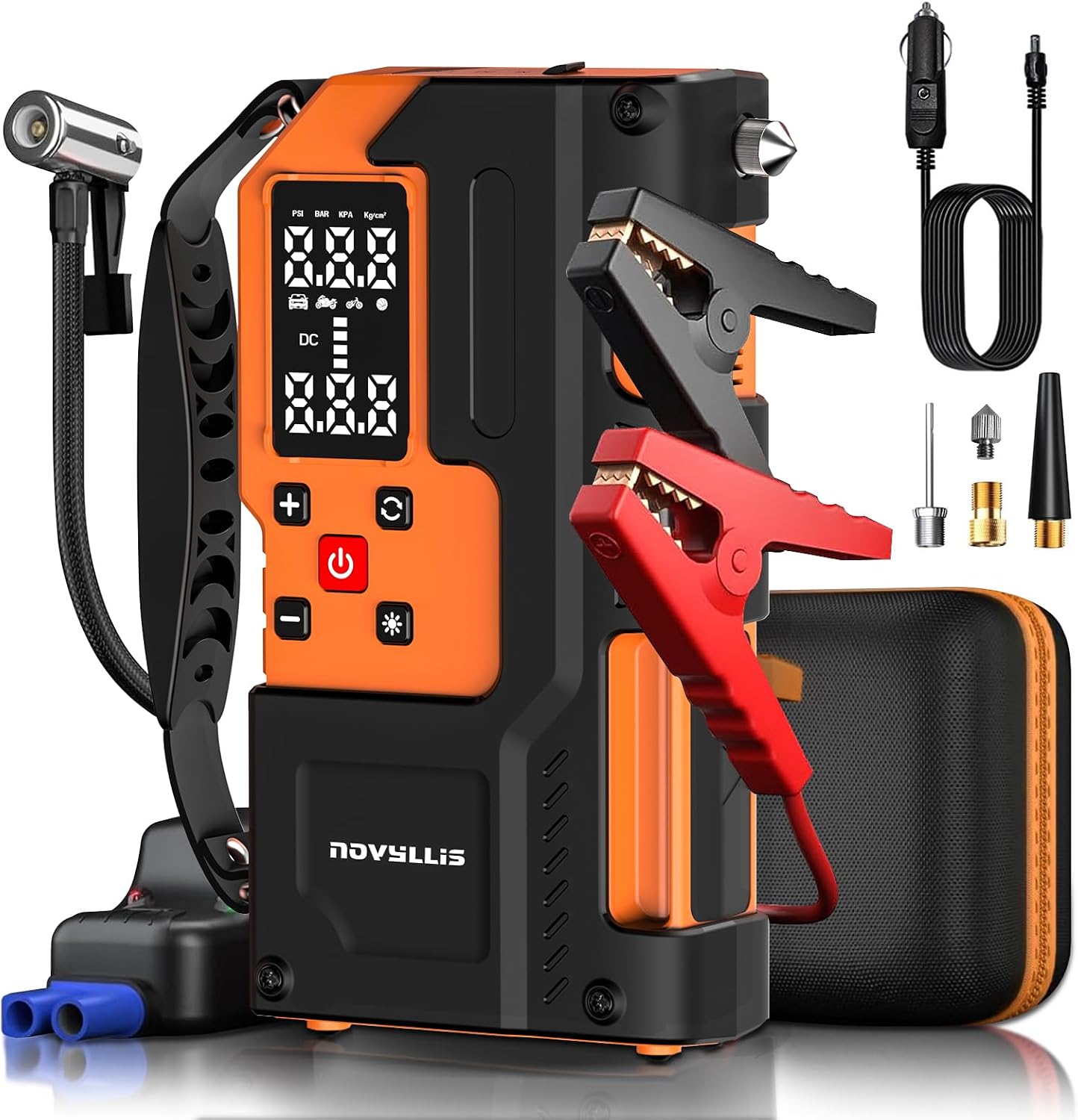 4000A 14.8V Car Battery Jump Starter with 150PSI Air Compressor | Auto-Off Portable Tire Inflator Jump Box (10L Gas/10L Diesel) Power Bank SOS LED