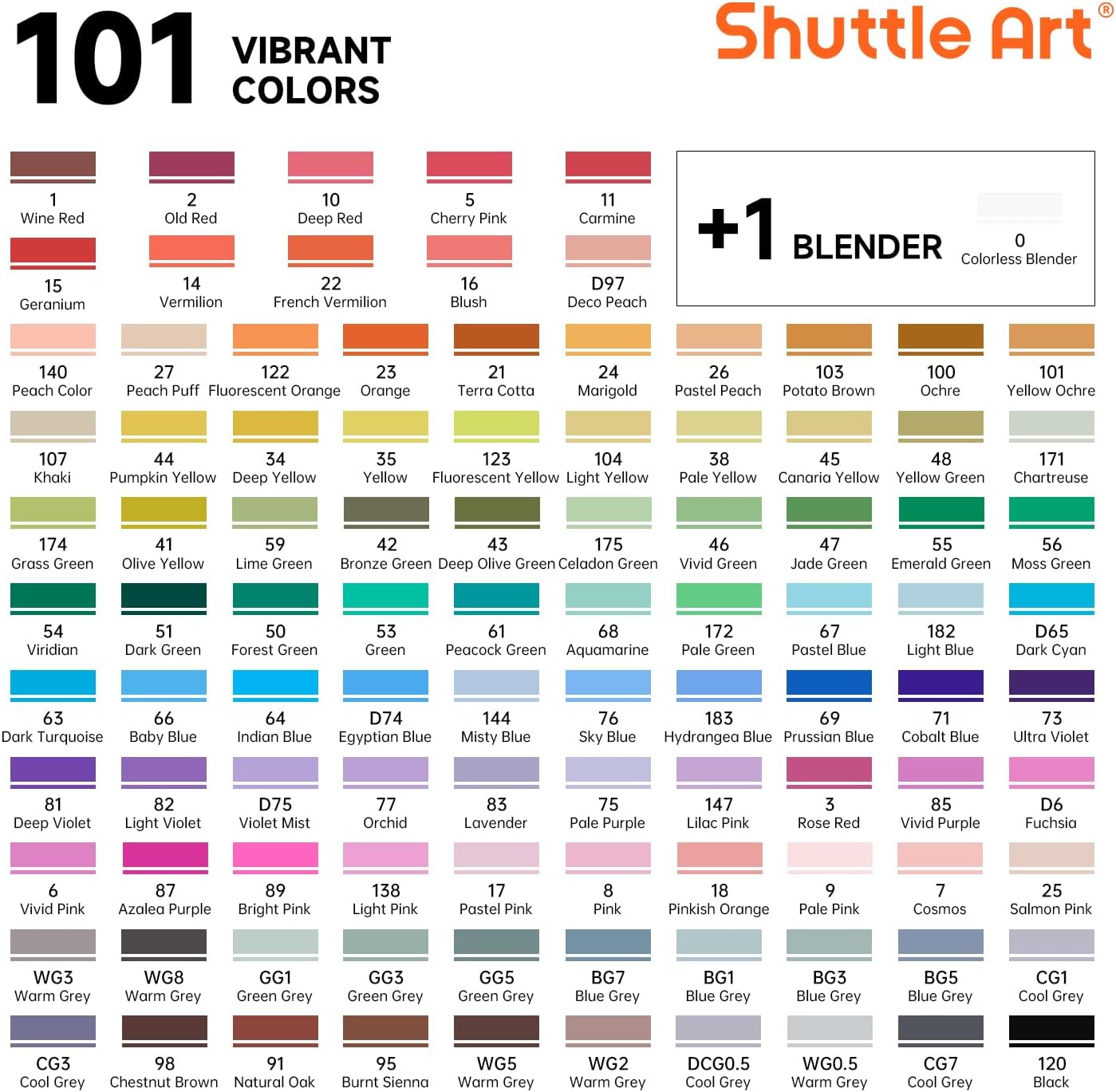 Shuttle Art 101 Colors Alcohol Markers