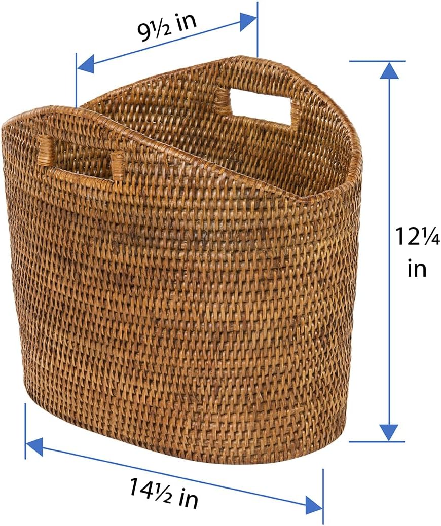KOUBOO 1060135 La Jolla Oval Rattan Magazine Rack, Honey Brown