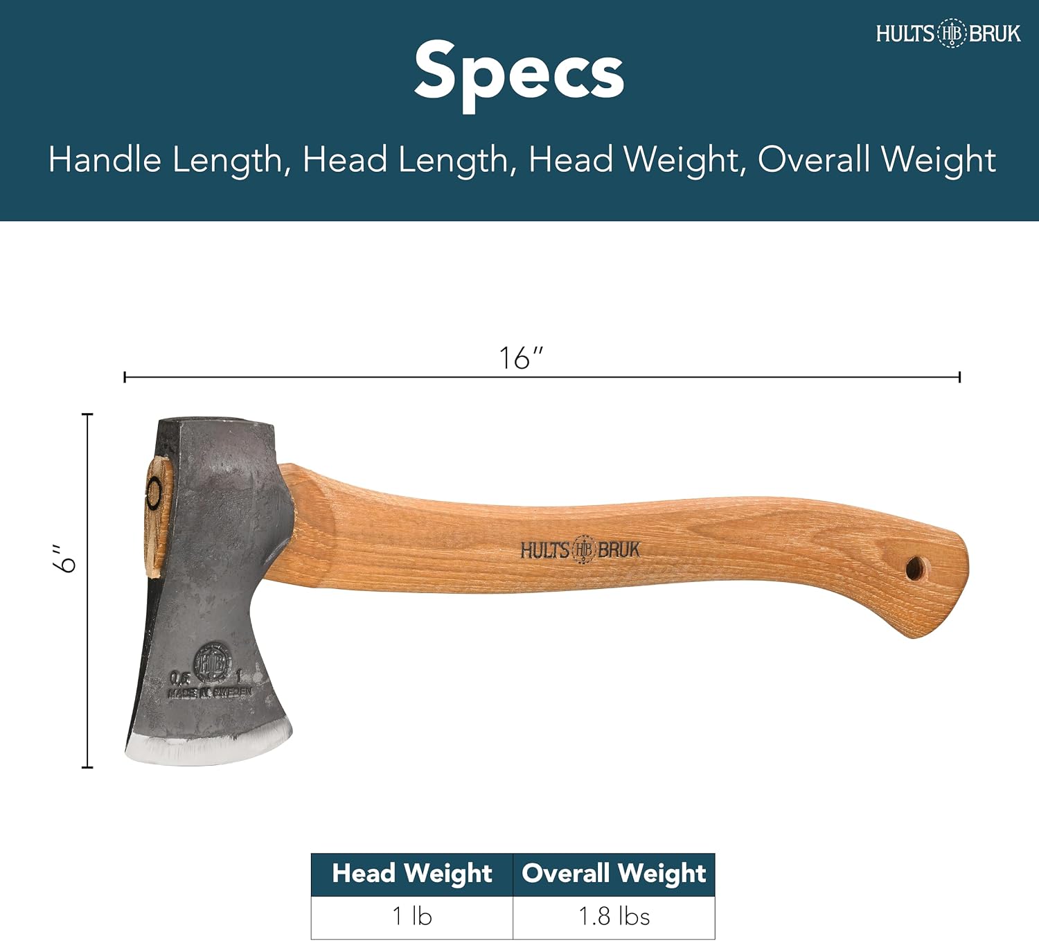 840702 Hultan Hatchet - 1 lb Head, 16" Handle