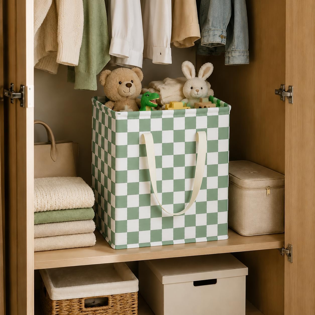 MAIZMZ Kids Hamper Storage Basket Nursery Bins Baby Gift Toy Organizer Box Laundry Basket Large Canvas Collapsible Chest for