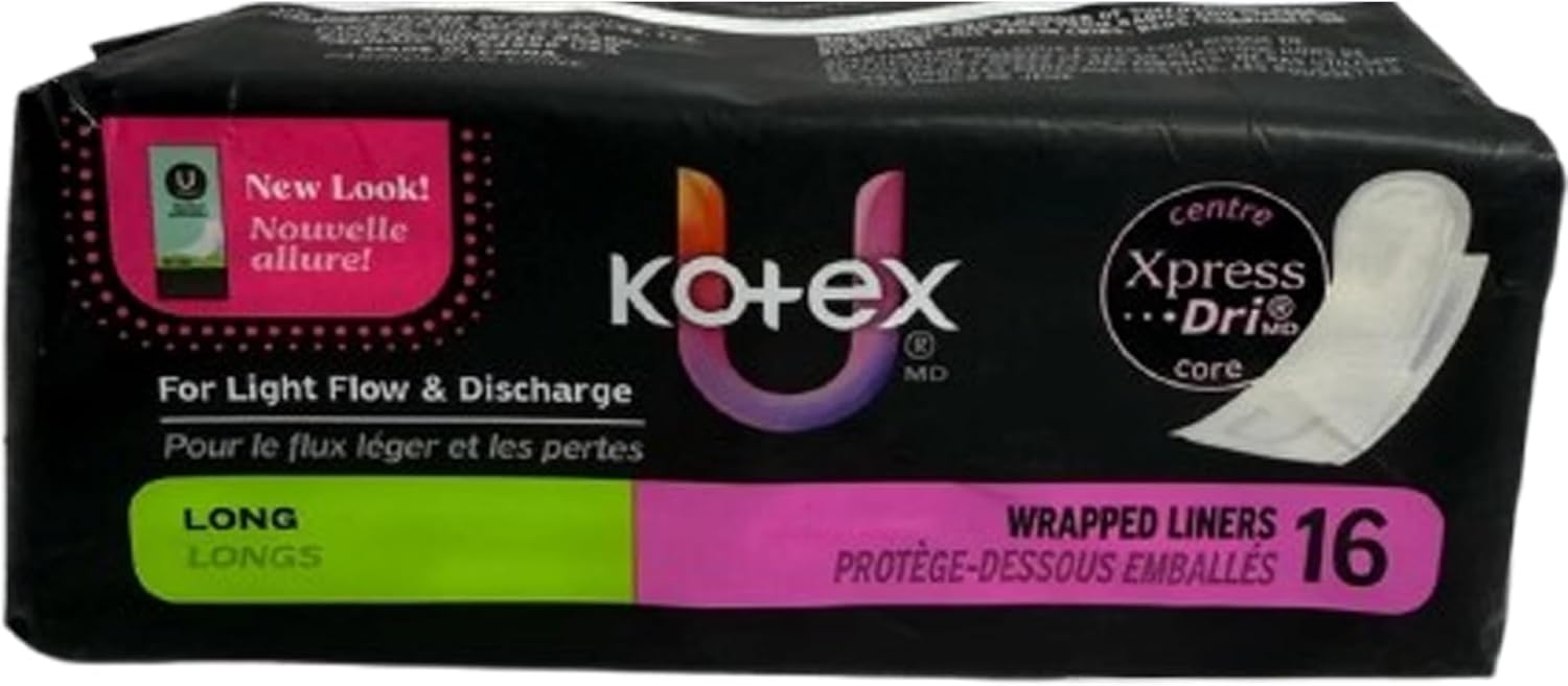 Kotex Natural Balance Absorbent Liners, Long, 16 Count(10 Pack)