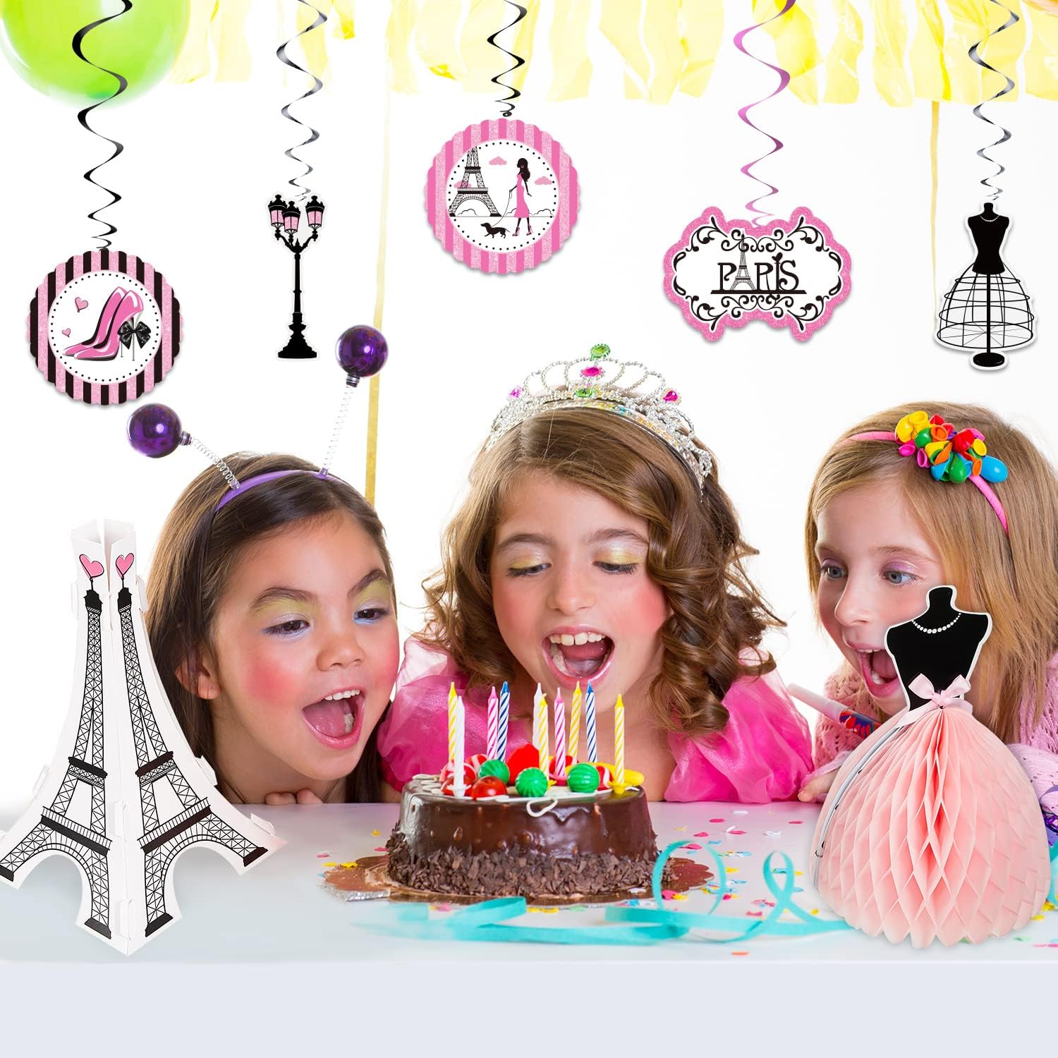 Outus Paris Birthday Party Decorations Set, Eiffel Tower Themed Decoration for Oh La La Baby Shower
