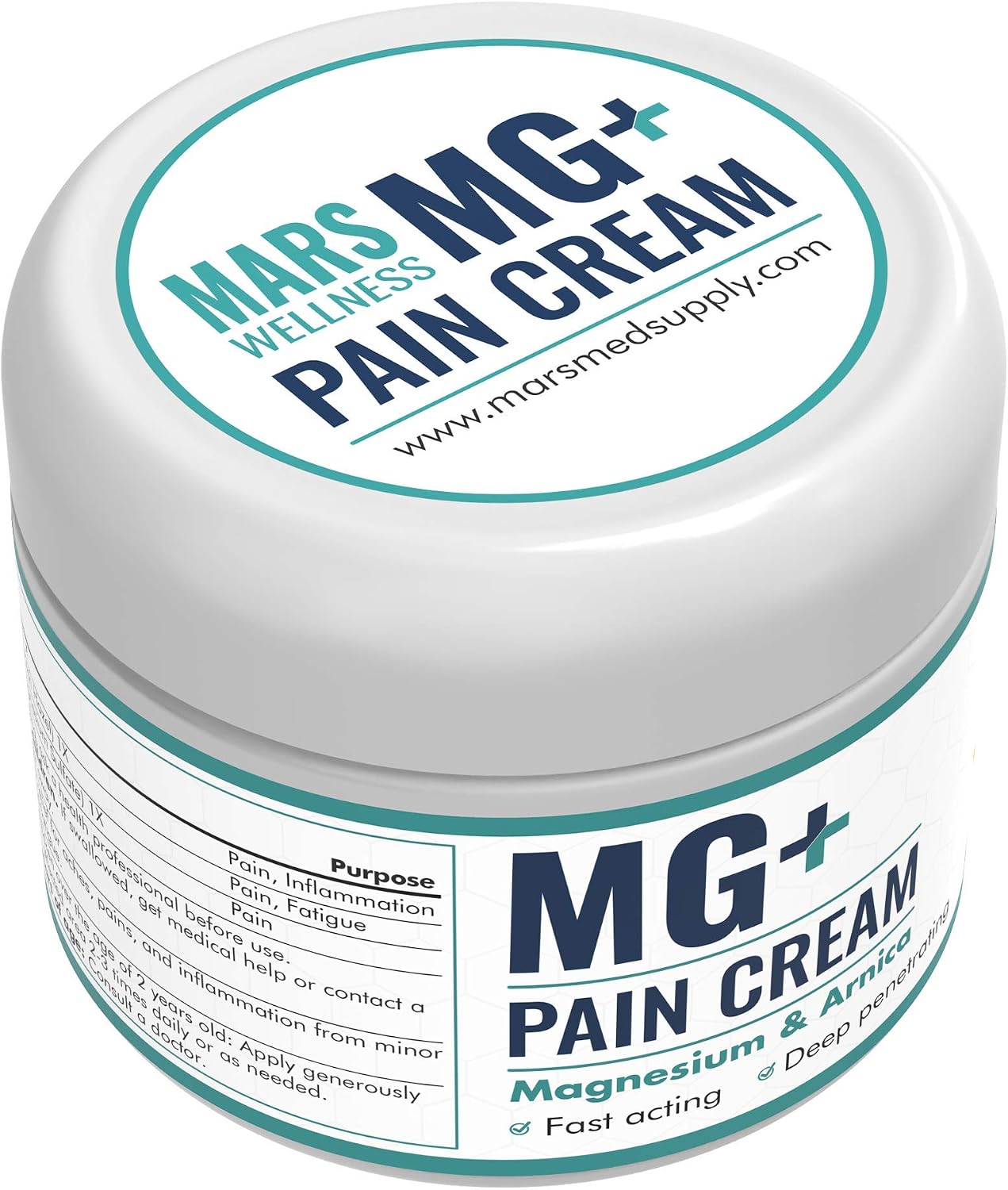 Mars Wellness MG+ Magnesium Cream Pain Relief - Extra Strength Magnesium and Arnica Cream - 4 OZ Tub - Neuropathy, Muscle Pain