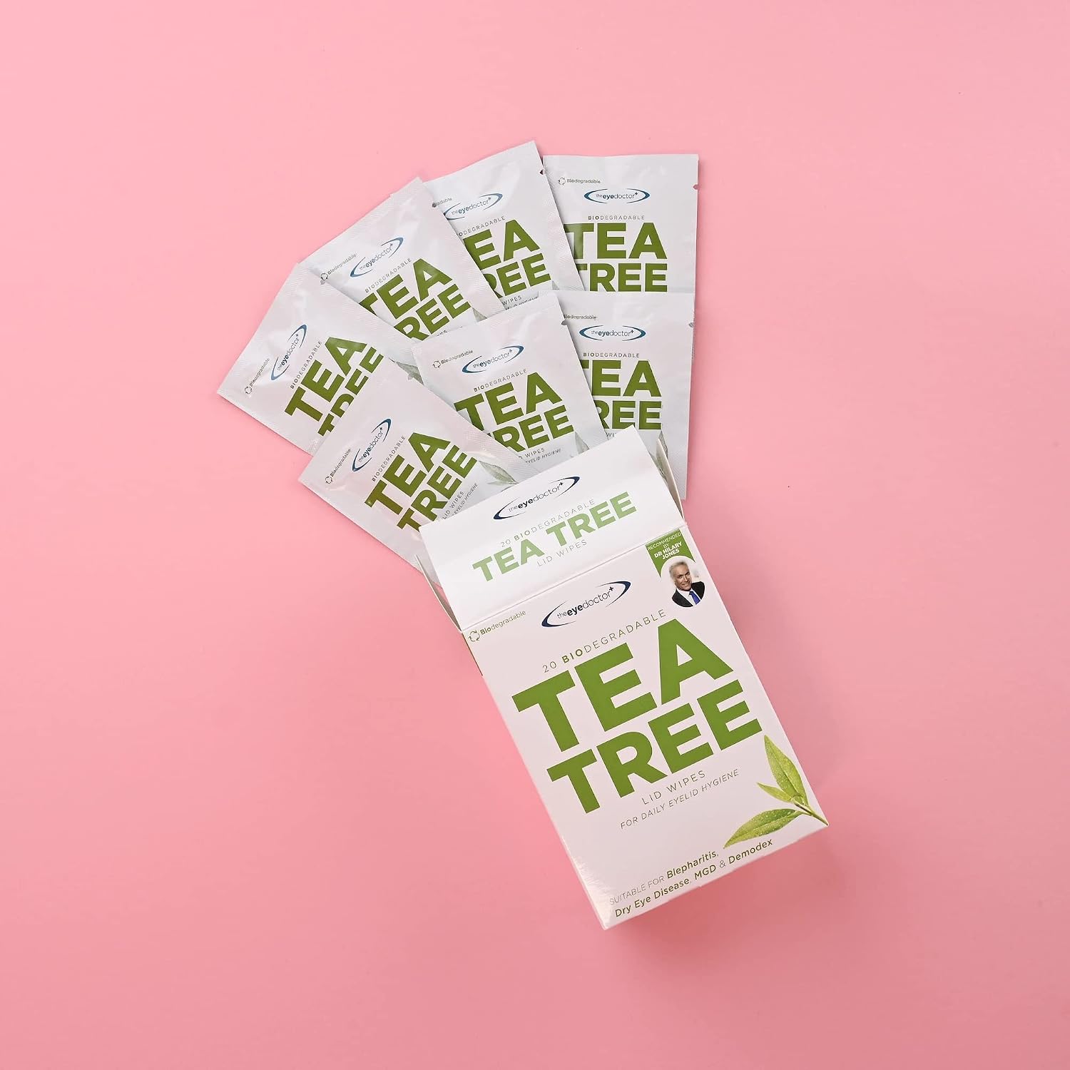 The Eye Doctor Tea Tree Oil Eyelid Wipes - 40 x Single Use Eye Cleaning Wipes for Daily Lid Care - Individual Preservative Free Sensitive Eye