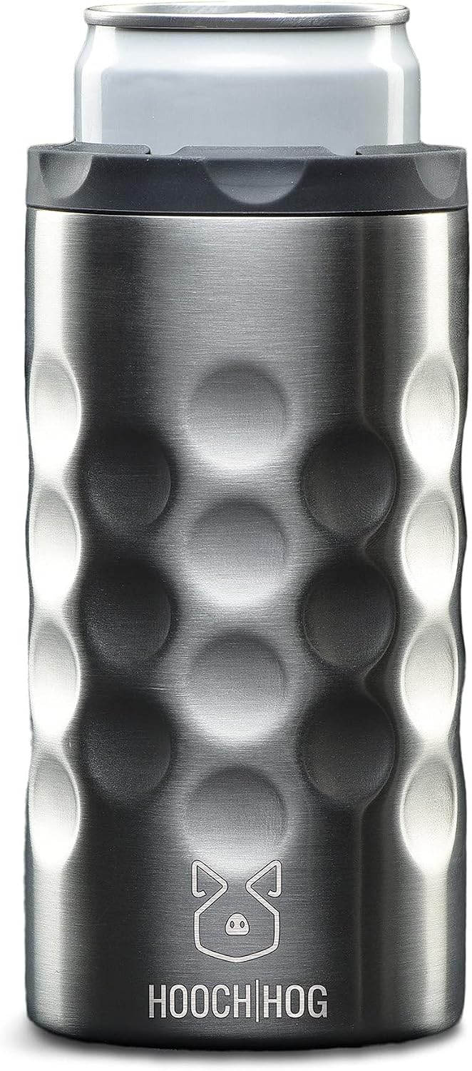 Hooch|Hog Slim Can Cooler Stainless Steel for 12 oz. Skinny Cans | 3x Insulated Beer Can Holder for Michelob Ultra, White Claw