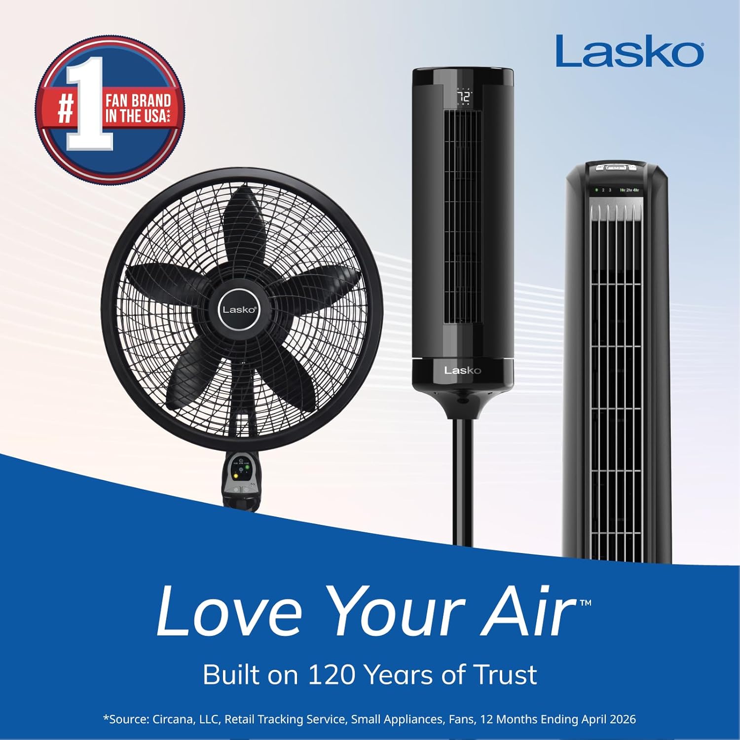 Lasko Cyclone Oscillating Pedestal Fan - Adjustable to 54" - 1843 - Black | Remote Control, Cooling Standing Fan for Bedroom, Living Room