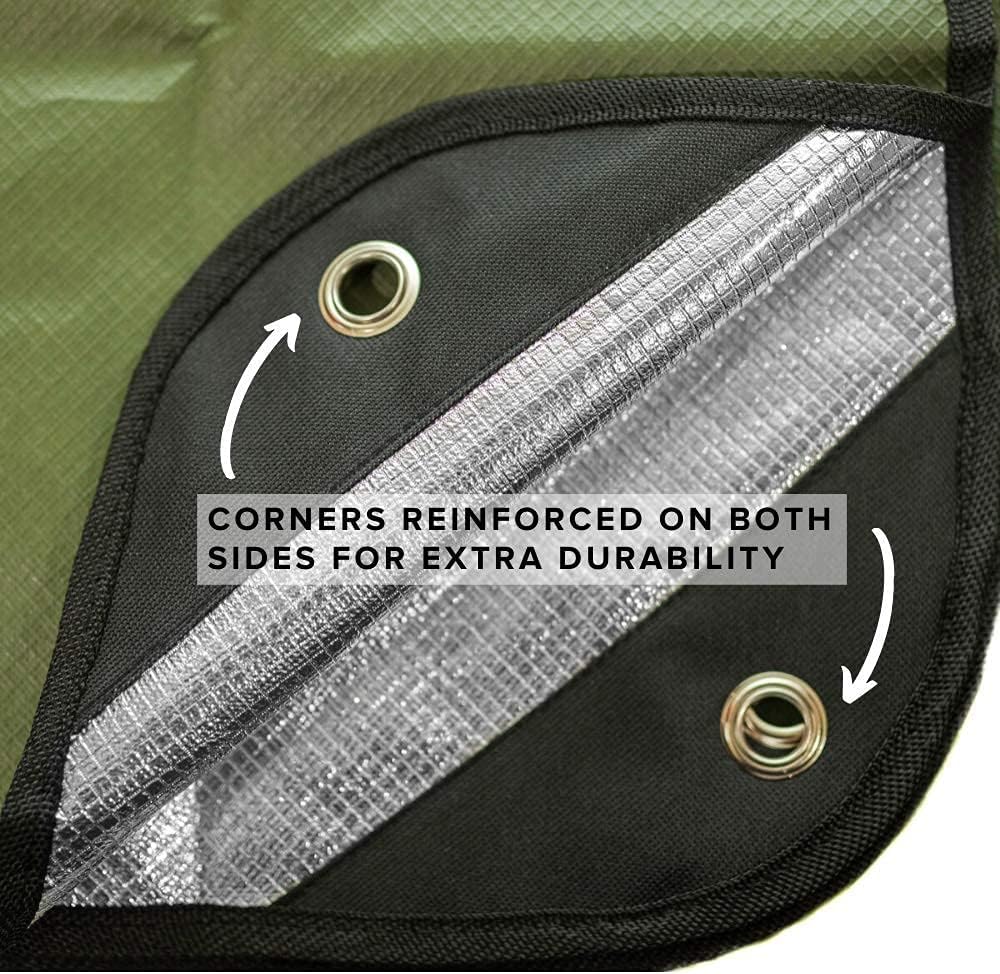 Arcturus Insulated Tarp, Reusable Heavy Duty Thermal Survival Blanket – 60x82in, Reflects 90% Body Heat, Waterproof, Windproof, 3-Layer Design, Reinforced Grommets, Olive Green | Reflective Mylar, Waterproof & Windproof, Reinforced Grommets for Tarp Setu…