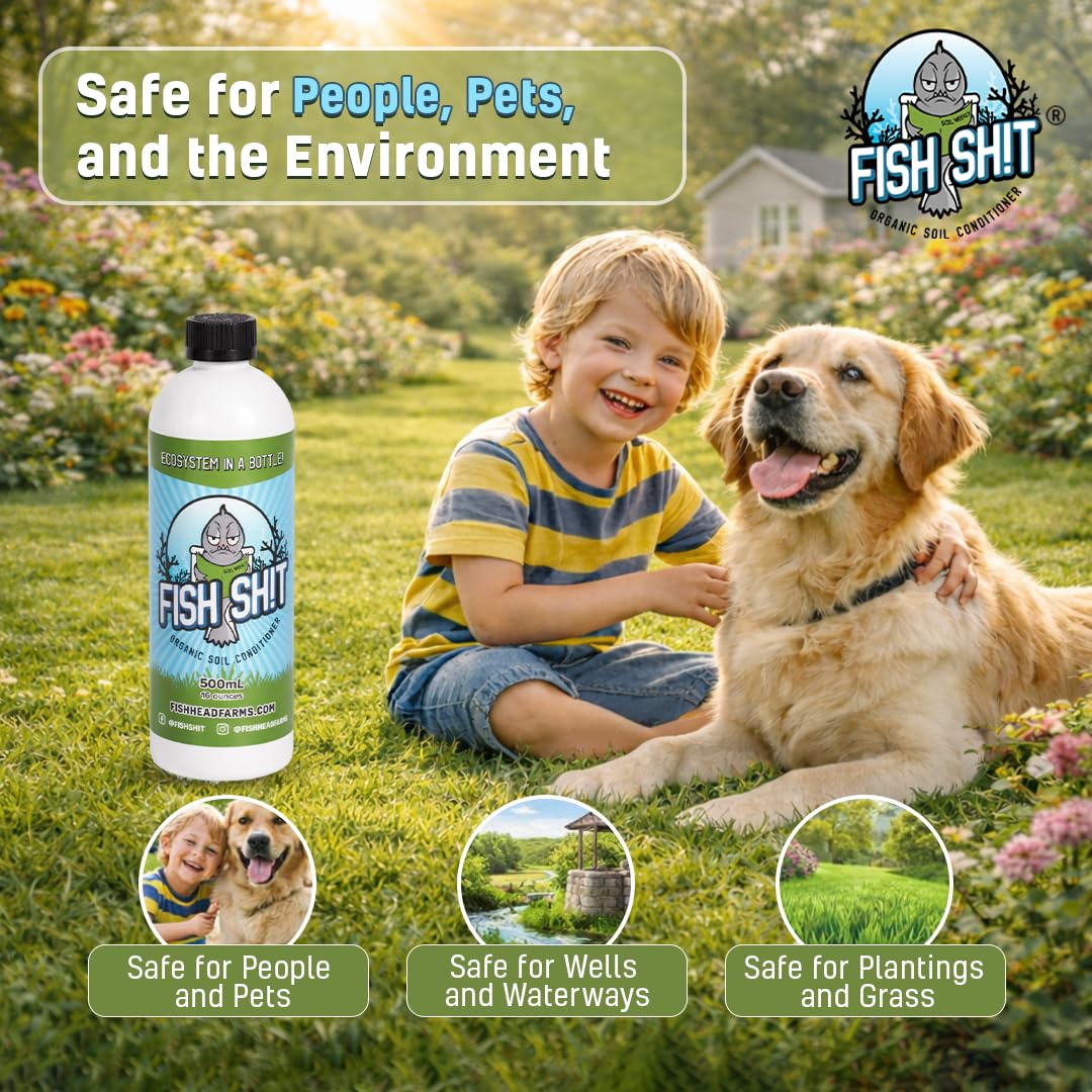 Fish Head Farms Organic Liquid Soil Conditioner, 500ml, Living Biology for Indoor & Outdoor Plants, Root Growth, Nutrient Uptake & Water Efficiency