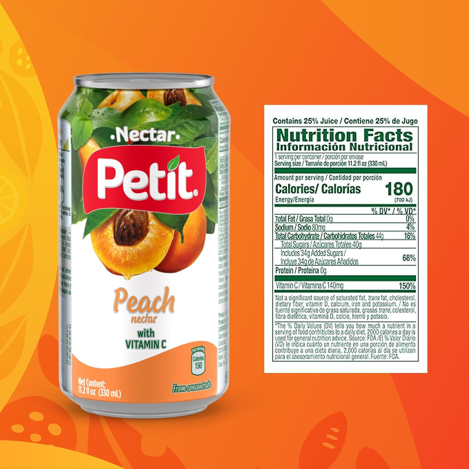 Petit Pineapple Nectar, 330 ml Cans (Pack of 24) – Refreshing Tropical Fruit Juice Beverage