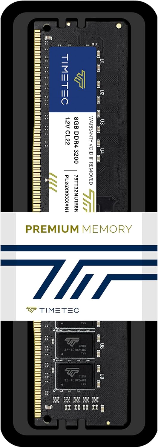 Timetec 8GB DDR4 3200MHz (PC4-3200AA) PC4-25600 UDIMM Desktop RAM – 288-Pin 1.2V CL22 Non-ECC Unbuffered DIMM Memory Module Upgrade