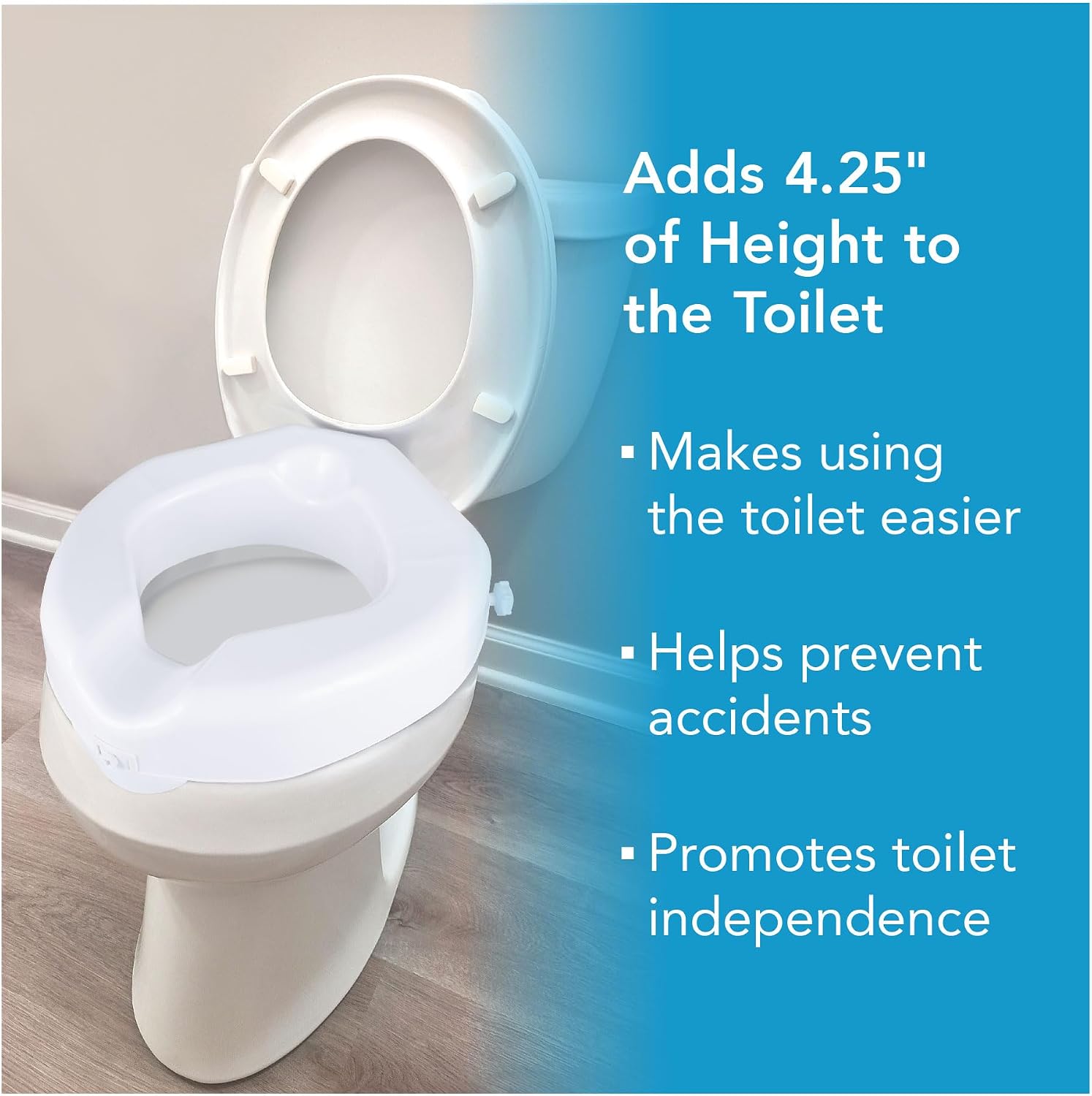 Carex Raised Toilet Seat with Extra Wide Opening - Toilet Seat Riser and Handicap Toilet Seat, White, 1 Count