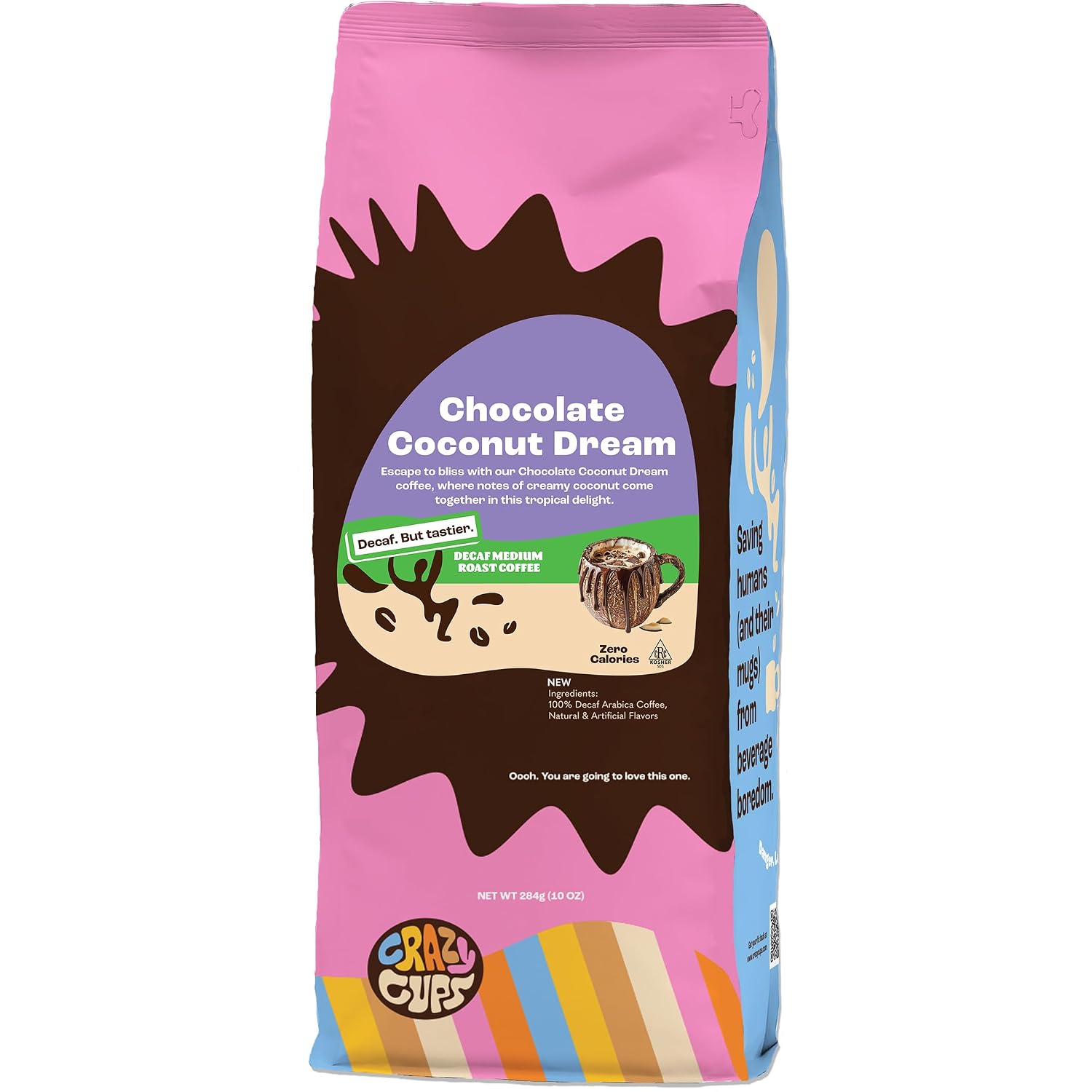 Crazy Cups Flavored Ground Coffee, Cinnamon French Toast, in 10 oz Bag, For Brewing Flavored Hot or Iced Coffee