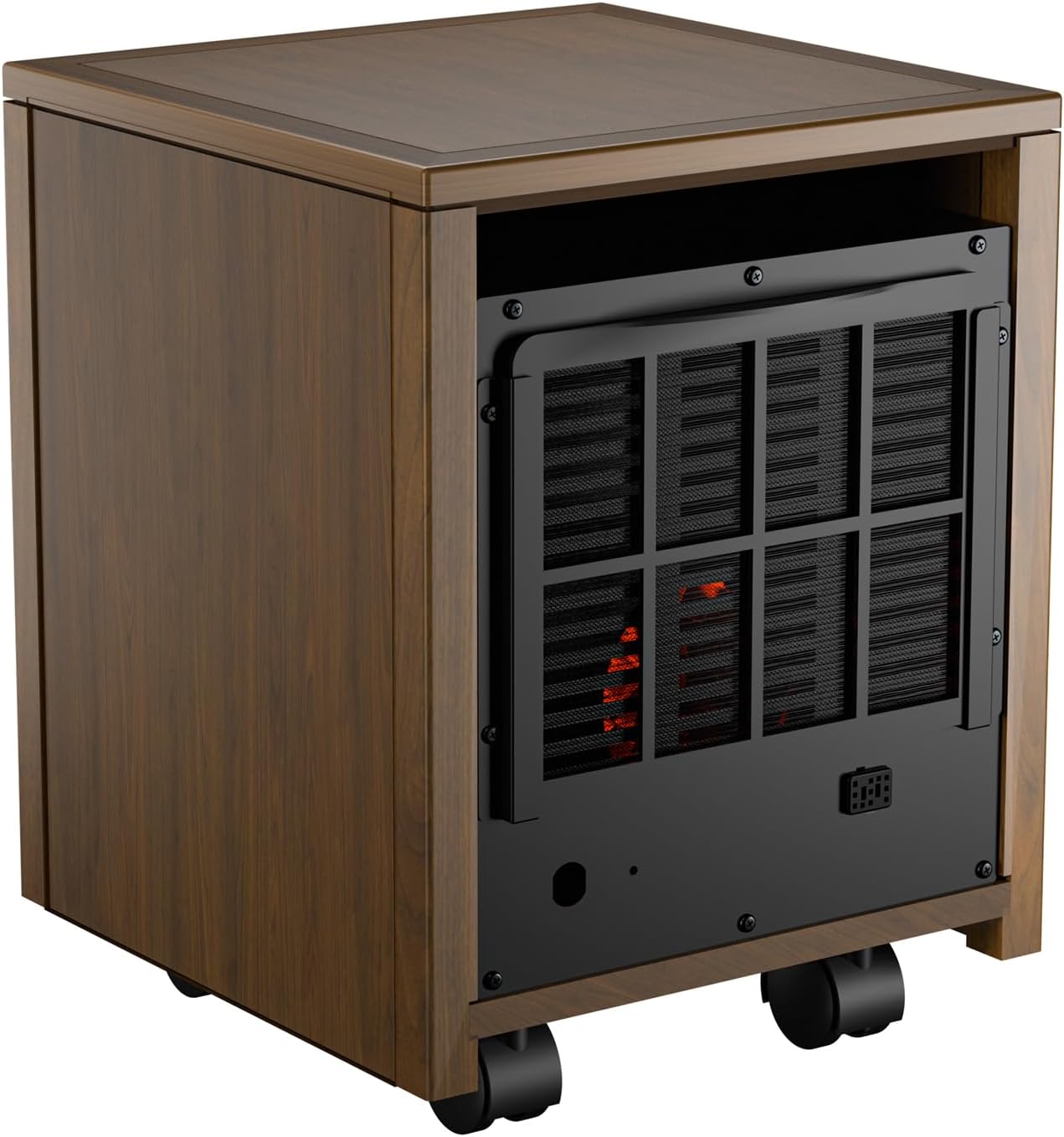 DR. INFRARED HEATER DR-998, 1500W Dual Heating Infrared Space Heater with Humidifier, Oscillation, Remote Control, Thermostat & Safety Protection, Portable with Wheels, Energy Efficient, Cherry