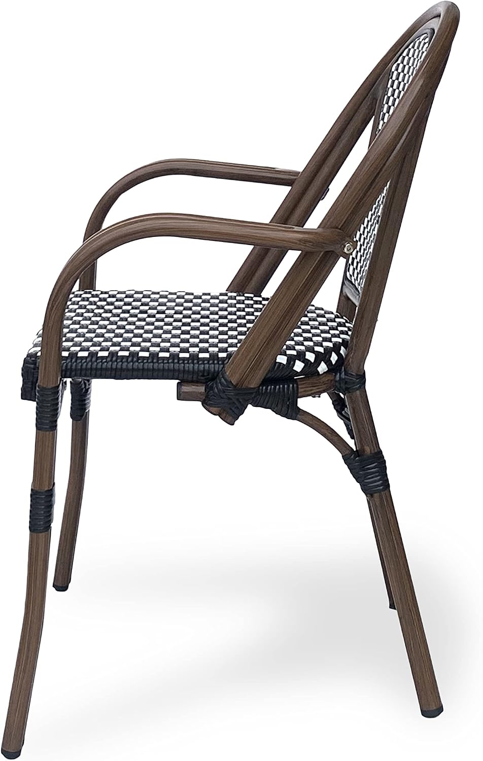 Christopher Knight Home Anastasia Outdoor French Bistro Chair (Set of 2), Black + White + Bamboo Print Finish