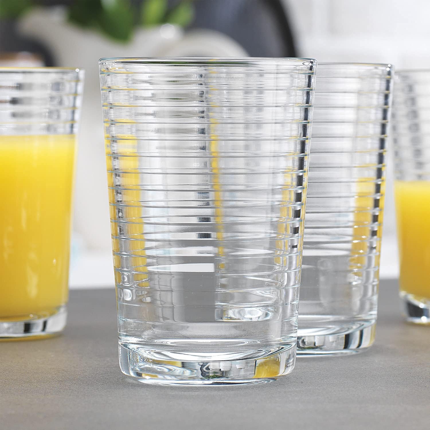 Juice Glasses 7 oz. Set Of 4 Glass Cups – By Home Essentials and Beyond – Beverage Water Tumblers for Juice, Whiskey, Cocktails