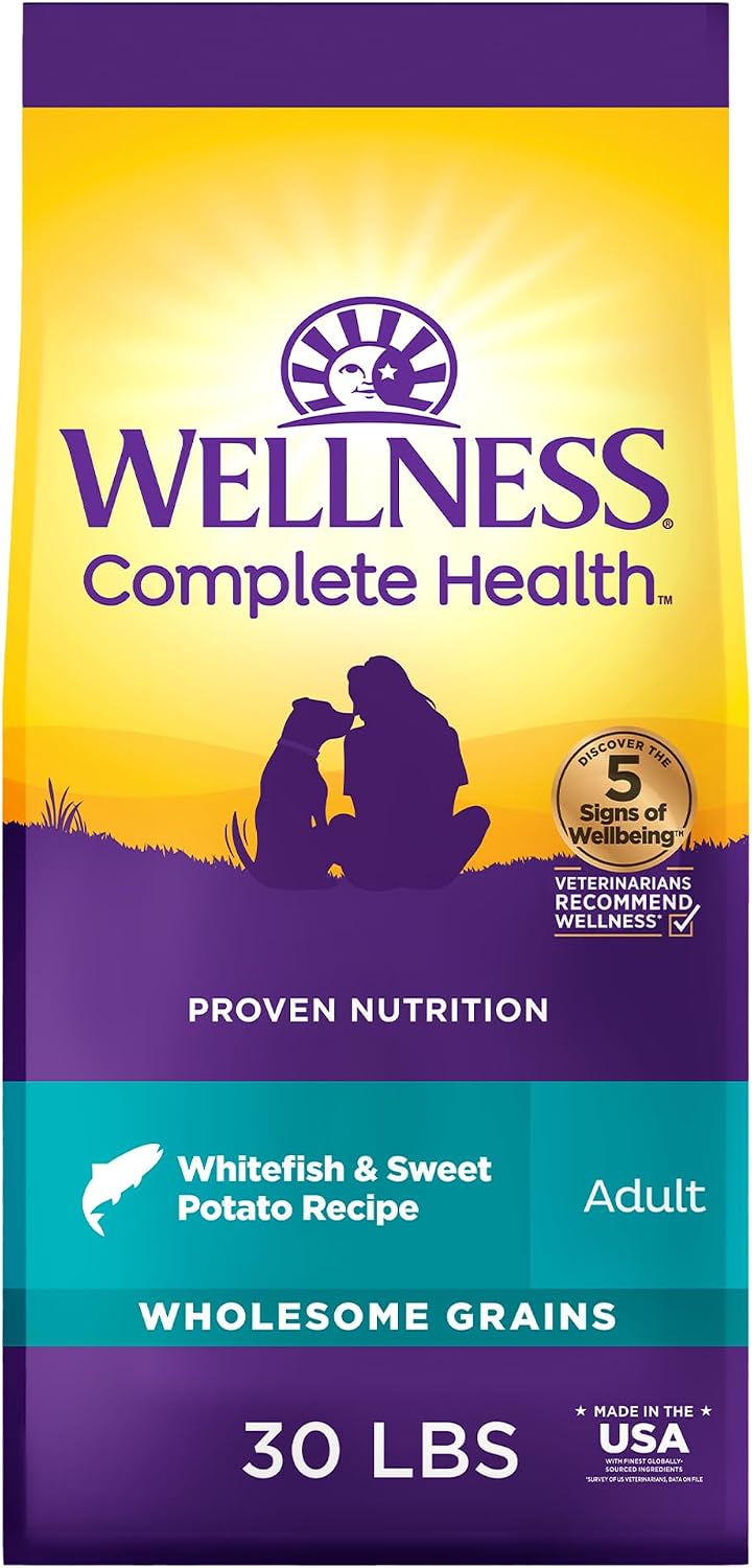 Wellness Complete Health Adult Dry Dog Food, Wholesome Grain Kibble, Natural, Chicken and Oatmeal Recipe, 5 lb Bag