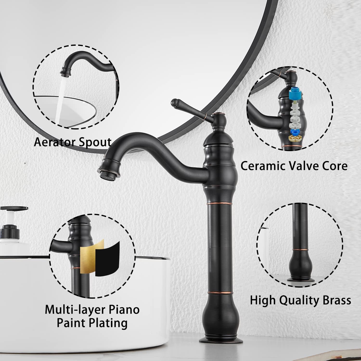 Oil Rubbed Bronze Bathroom Faucet Single Handle One Hole