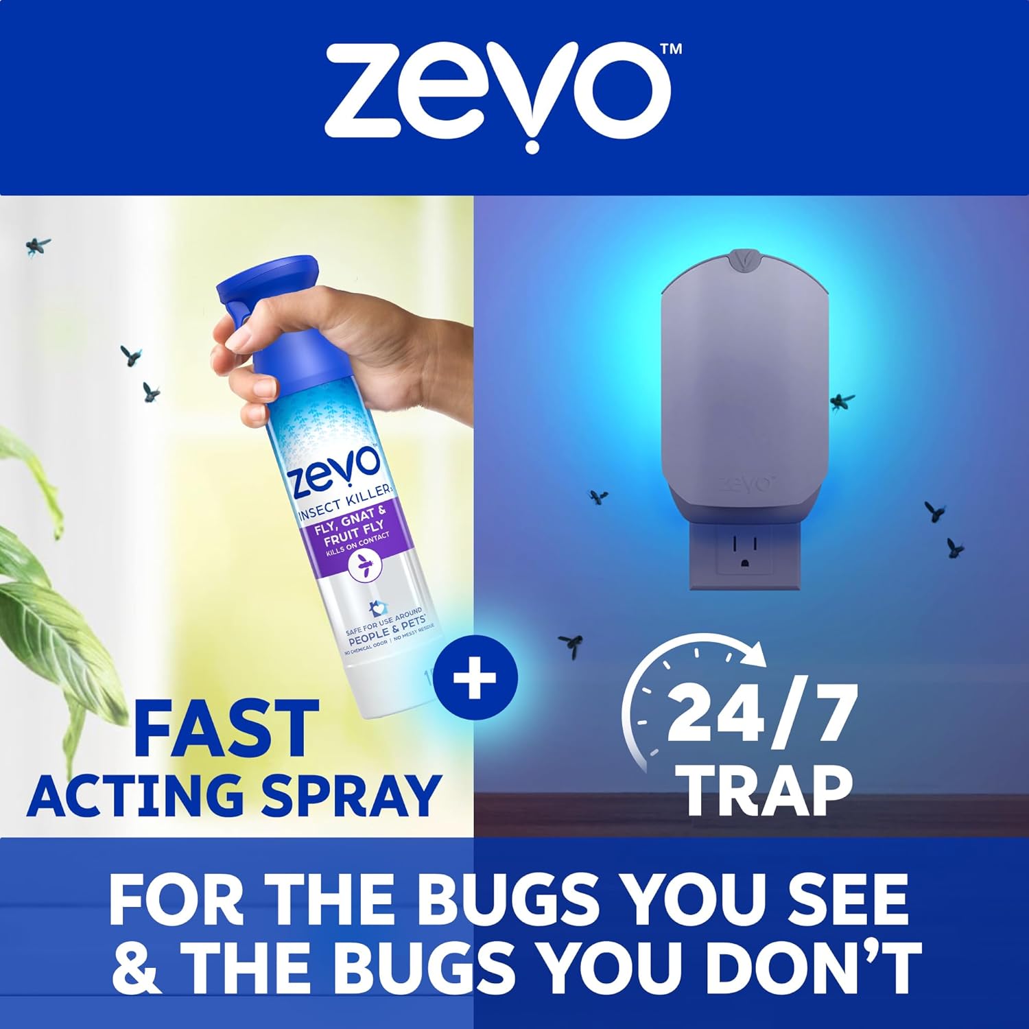 Zevo Flying Insect Bug Aerosol Spray, Kills Flies & Fruit Flies, 2 Bottles