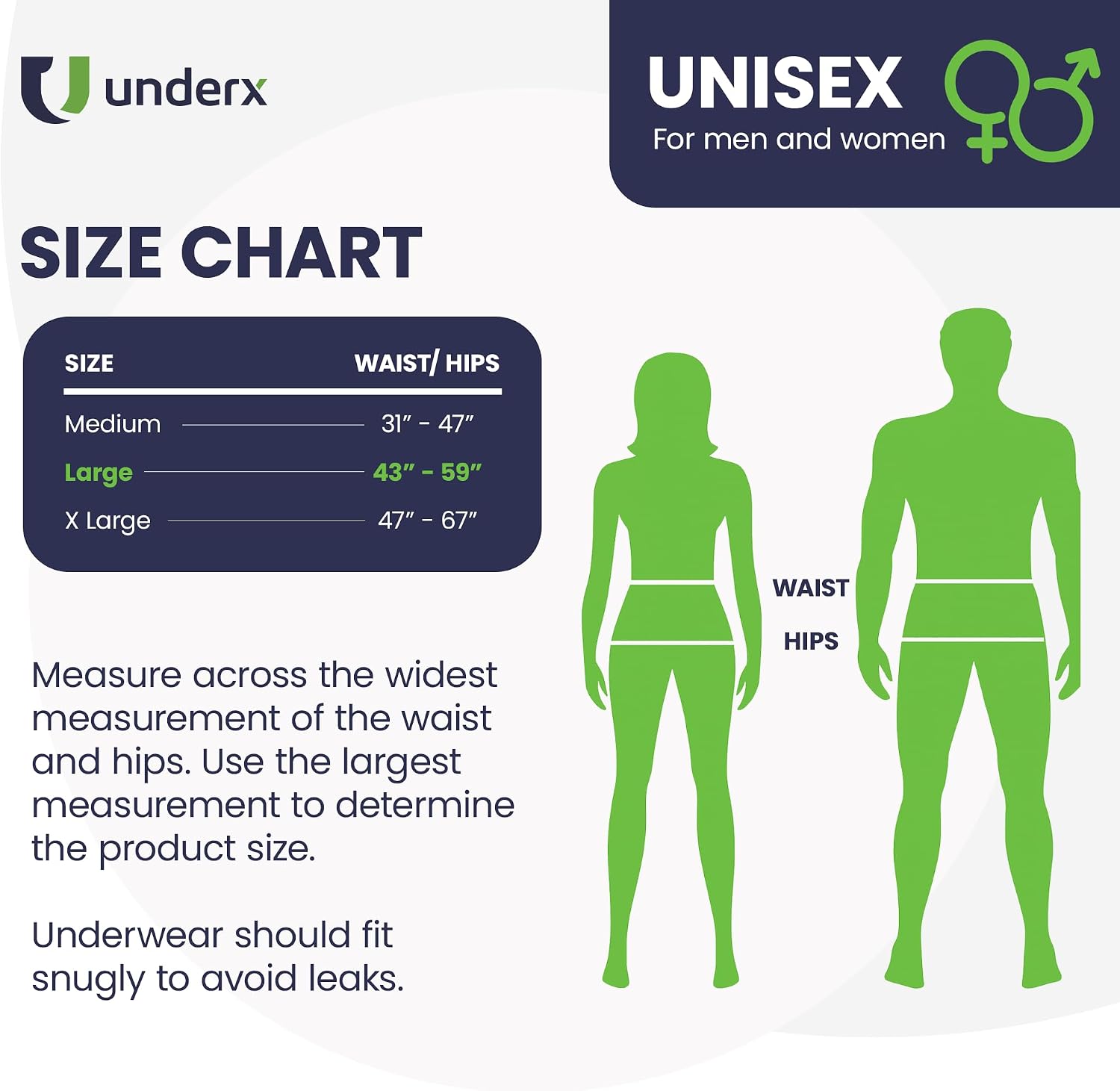 UnderX Adult Disposable Incontinence Underwear – Maximum Absorbency Pull Ups, Overnight Leak Protection, 8 Cup Absorption, Soft Latex-Free