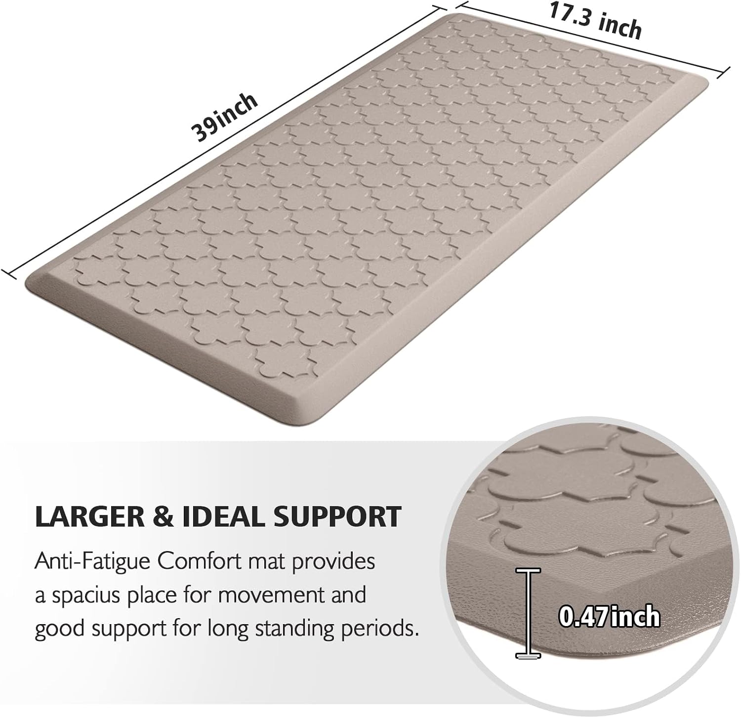 WISELIFE Kitchen Mat Cushioned Anti Fatigue Floor Mat, 17.3"x60", Thick Non Slip Waterproof Kitchen Rugs and Mats, Standing Mat for Floor, Home