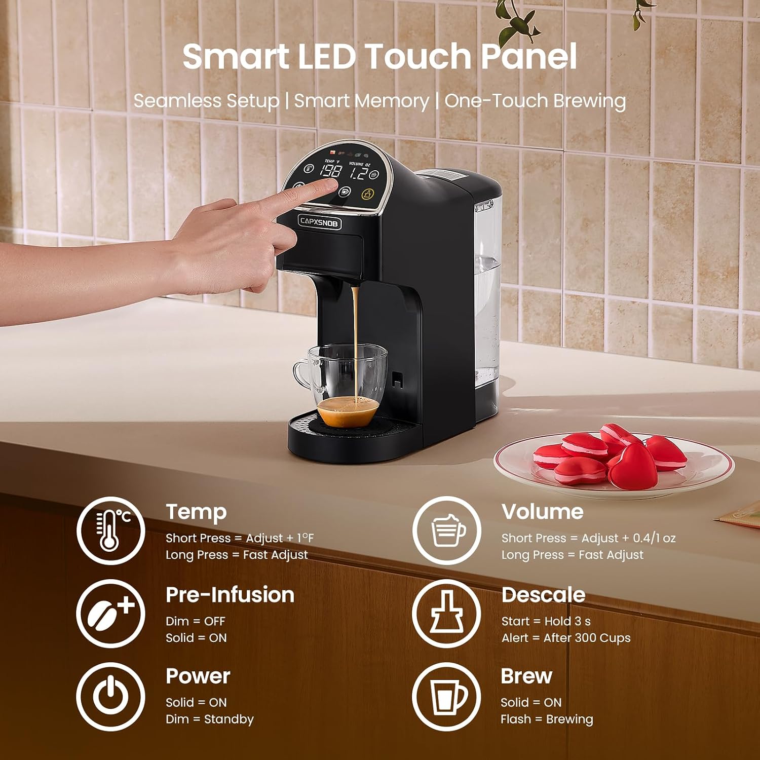 Magician2 5-in-1 Mini Coffee Maker & Machine | 20 Bar, LED Touch, 42oz Tank | Fits K Cup/Nespresso/Dolce Gusto & ESE Pods, Touchscreen & Pods Recognition, Adjustable Temp/Volume, For Kitchen/Office/Dorm