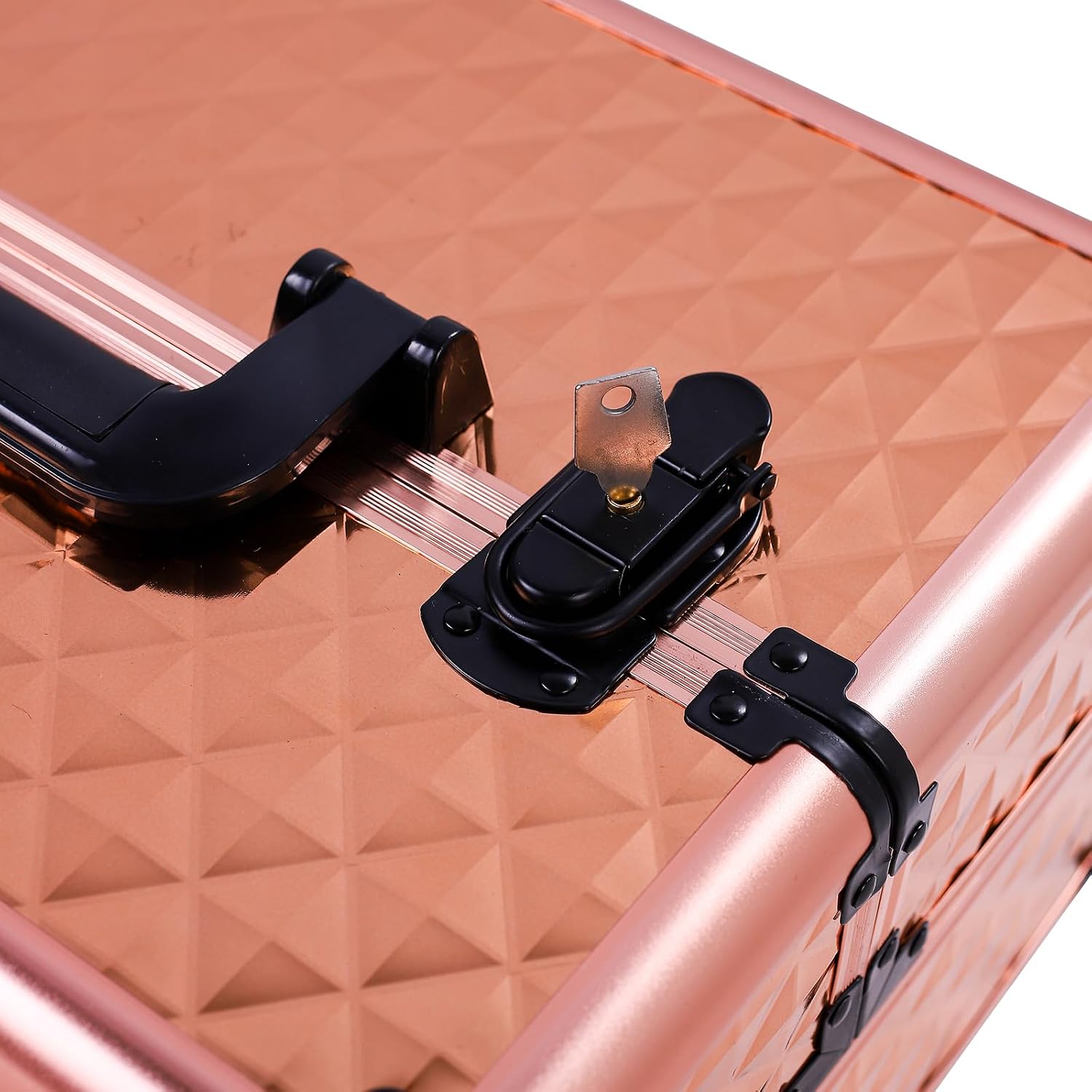 mefeir 4 in 1 Rolling Makeup Train Case, Aluminum Makeup Travel Organizer Cosmetic Case, Cosmetology Display Suitcase on Wheels, Beauty Storage Luggage Lockable w/4 Removable Wheels (Black)
