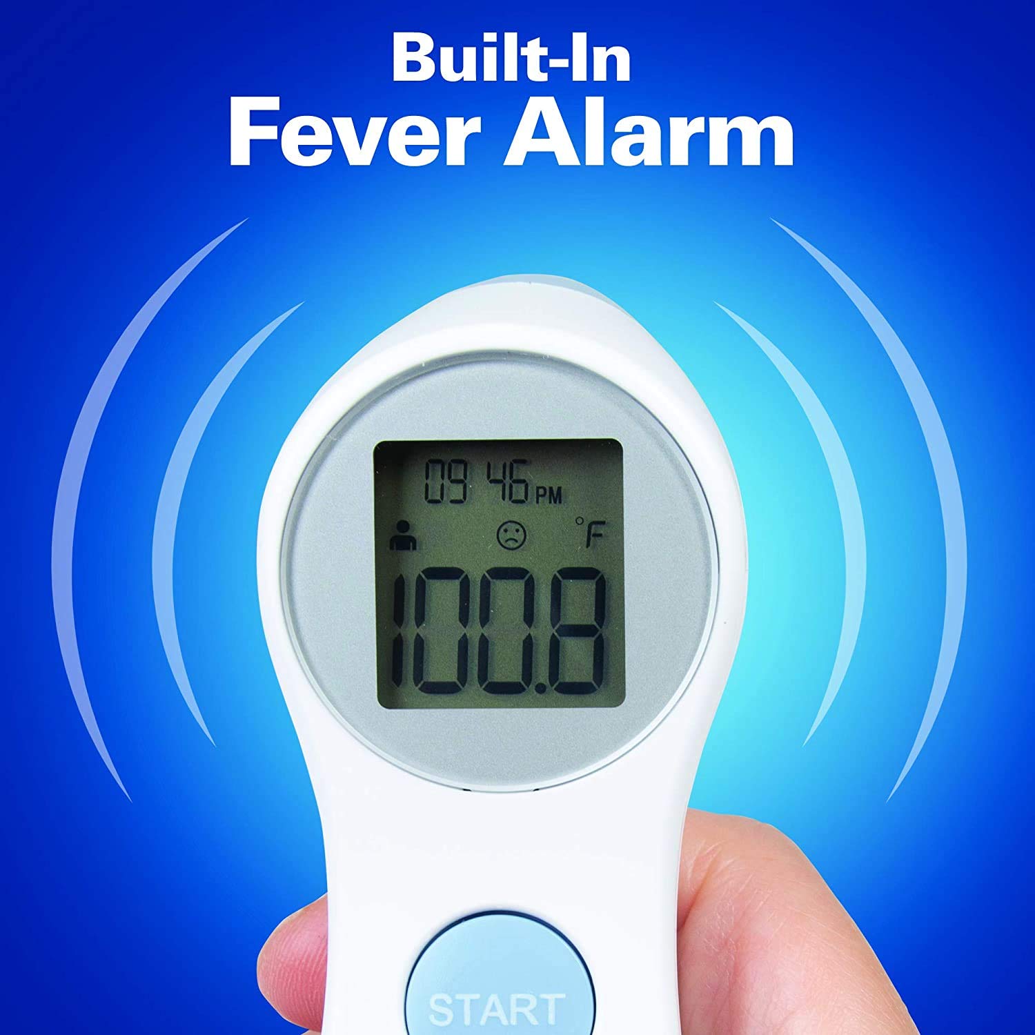 Digital Forehead Thermometer - Infrared - White (Body Temperature Reader, Lightweight, Compact)