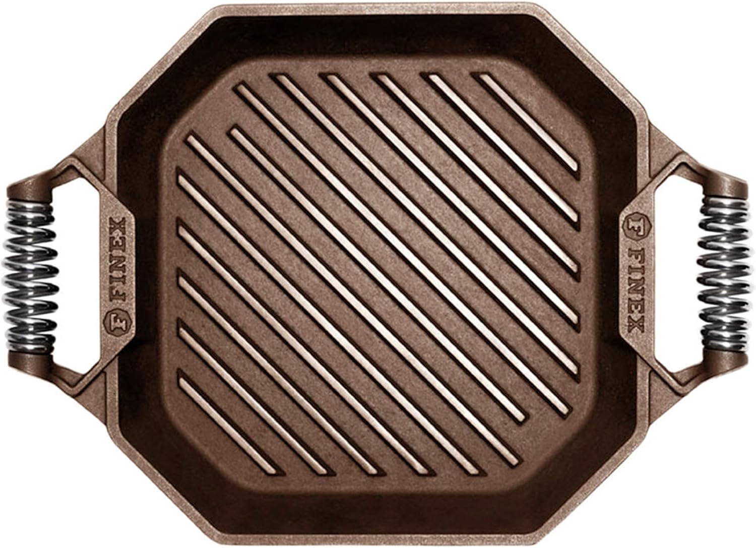 FINEX 10" Cast Iron Grill Pan, Grill Pans with Superior Heat Distribution, Near Non-Stick for Easy Cleaning, Cast Iron Grill Pan, For Indoor & Outdoor Grilling, Pre-Seasoned with Flaxseed Oil