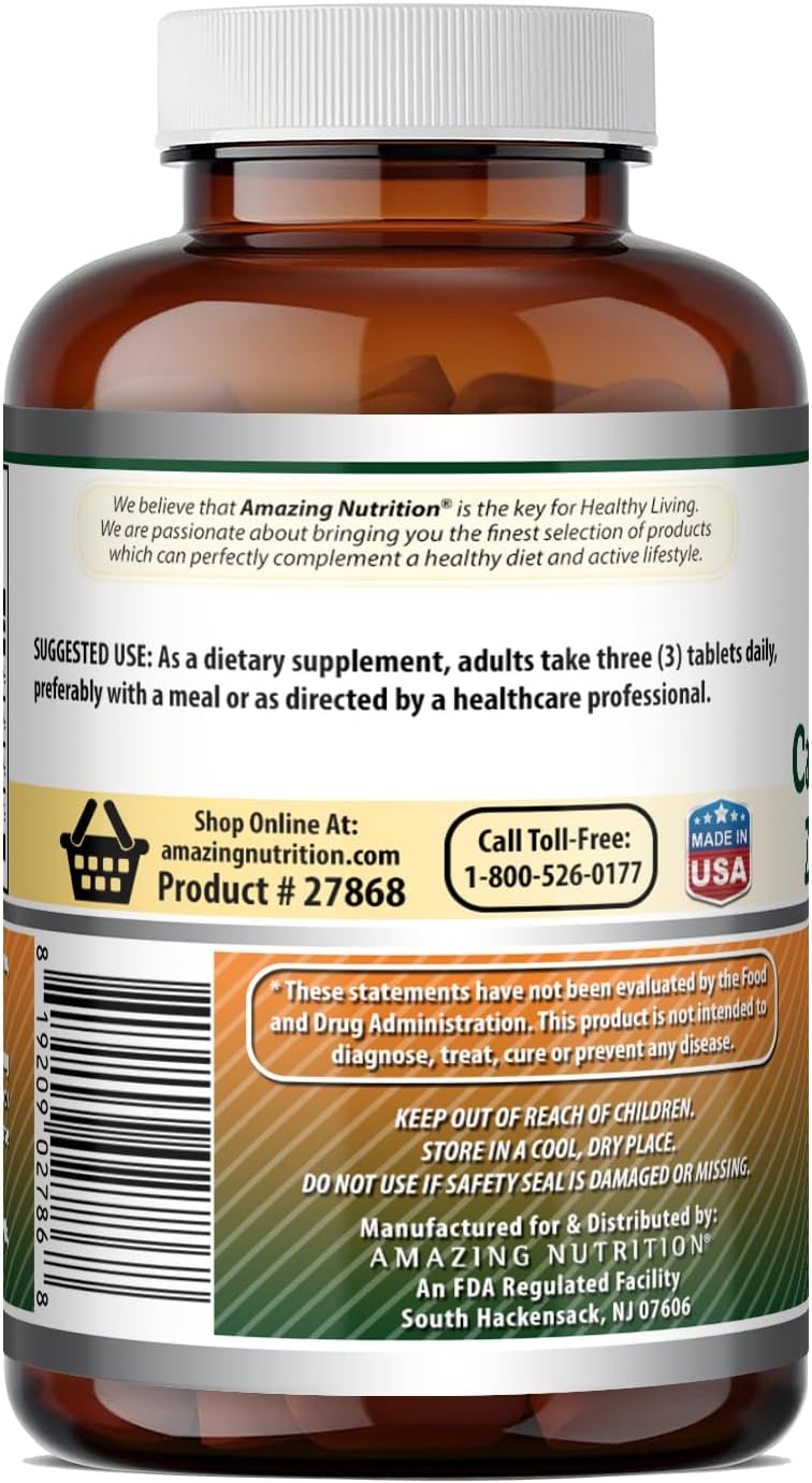 Amazing Formulas Calcium Magnesium Zinc D3-300 Tablets Per Bottle Supplement (Calcium 1000mg - Magnesium 400mg - Zinc 25mg Plus Vitamin D3 600 IU - Per Serving of 3 Tablets)