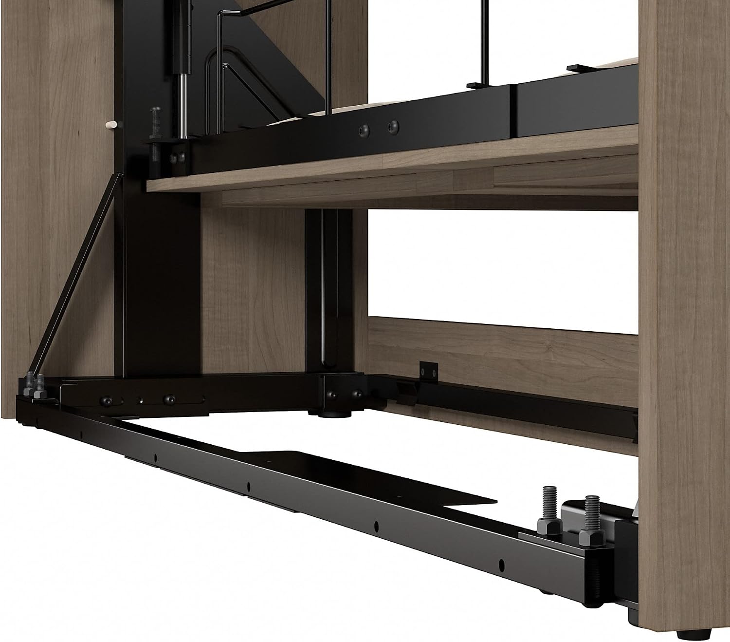 Bestar Pur Full Murphy Bed and 2 Shelving Units with Drawers, 109-inch Space-Saving Sleeping Arrangement in White | 2 Shelving Units with Drawers; supports up to 1000 lb; min. ceiling height 86.4 in.; dual piston mechanism; 10-year warranty