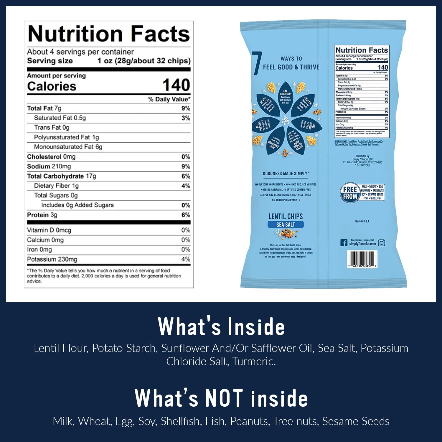 Simply 7 Lentil Chips, Jalapeno, 4-ounce Bags (Pack of 12)
