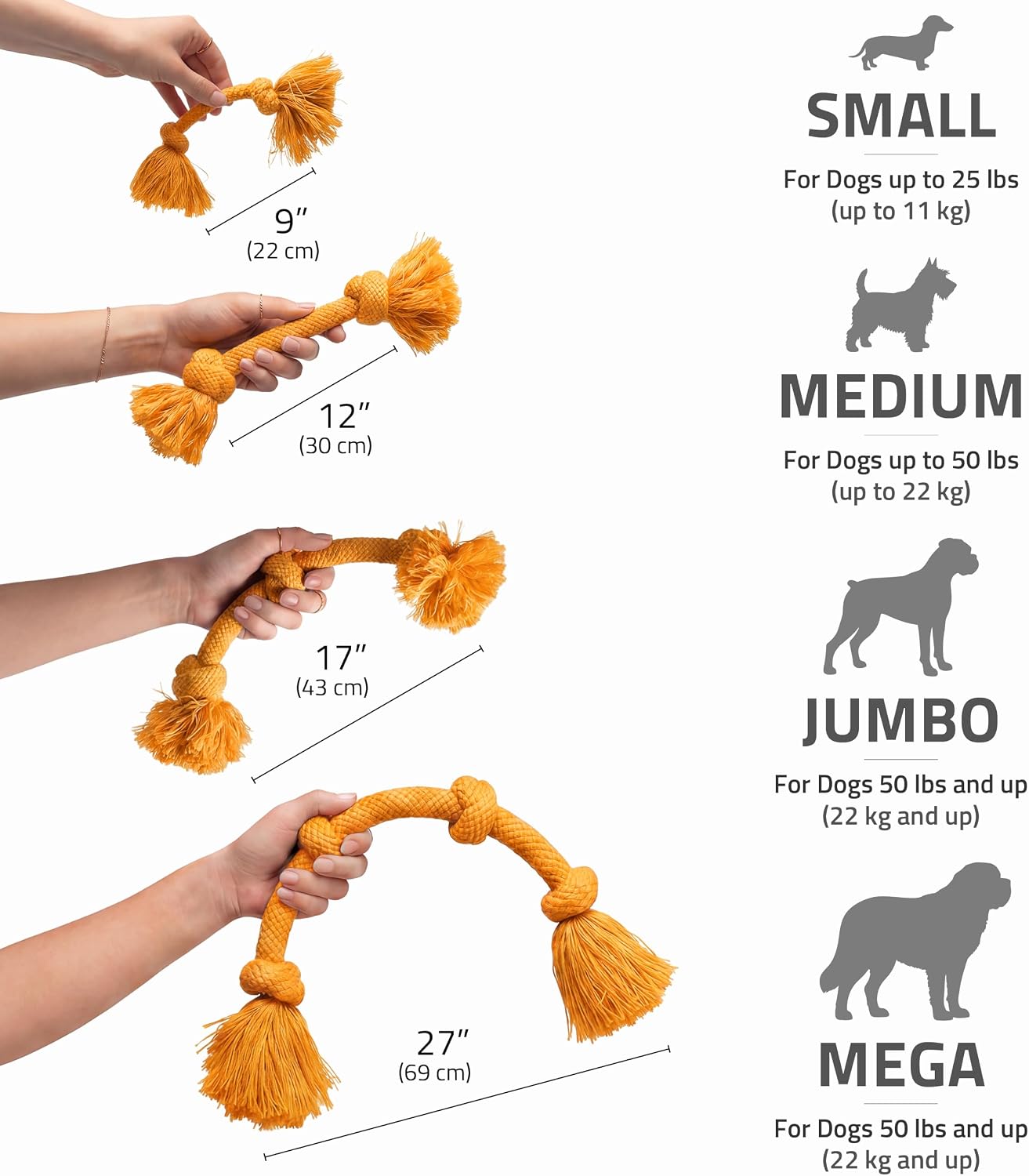 Playology Tug Rope Dog Toys for Large Breed Dogs - Jumbo, Beef Scent