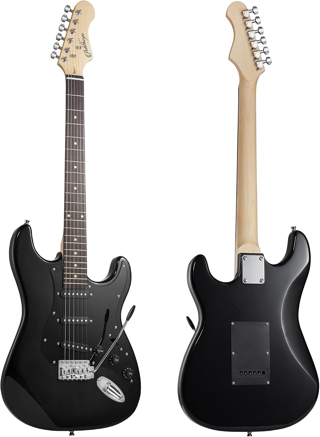 Ashthorpe 39-Inch Electric Guitar (Blue-Black), Full-Size Guitar Kit with Padded Gig Bag, Tremolo Bar, Strap, Strings, Cable, Cloth, Picks