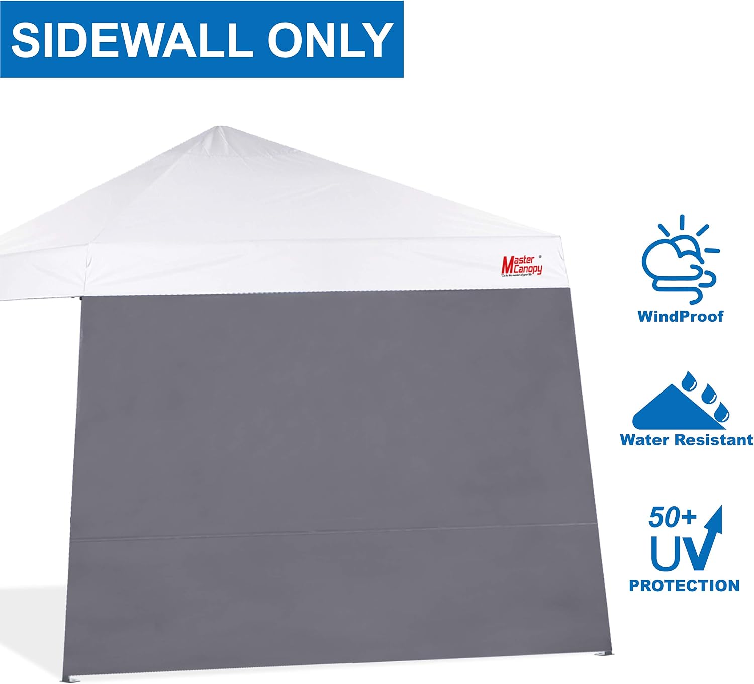 MASTERCANOPY SunWall Canopy Sidewall for 10x10 Slant Leg Canopy Tent, 1 Pack Sidewall Only (Black) | Waterproof UV‑blocking Durable Slant Leg SunWall Adds Shade and Blocks Wind for Canopies, Gazebos