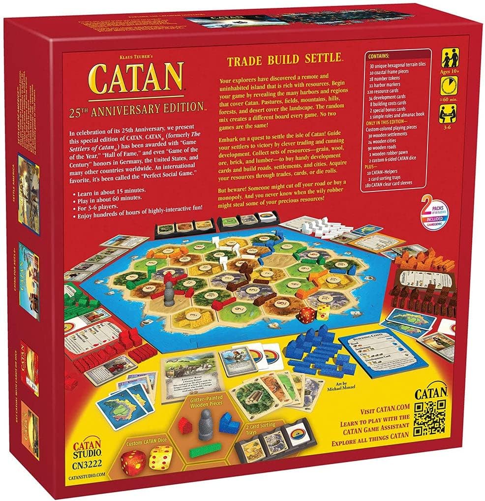 CATAN Board Game 25th Anniversary Edition | Includes The Base Game and The 5-6 Player Extension | Family Board Game | Board Game for Adults and