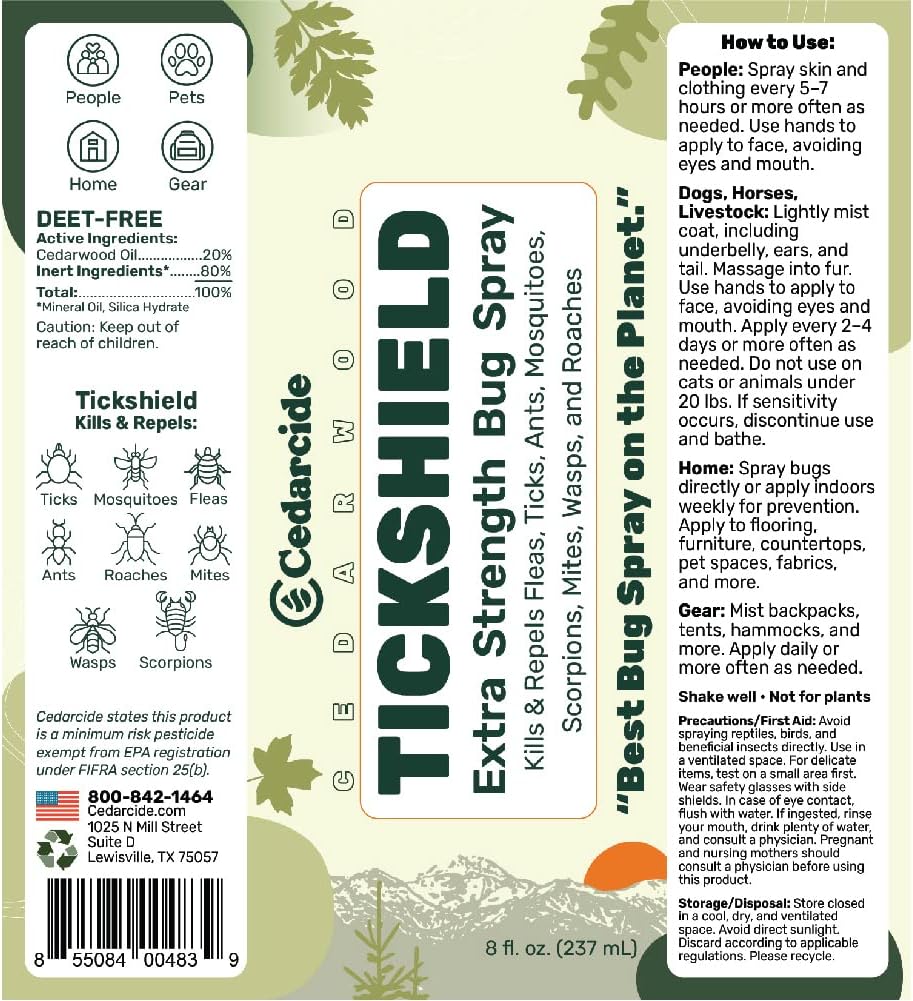 Tickshield Extra-Strength Bug Spray | Our Original Formula with an Extra Kick | for People, Gear, & Animals Over 20 Lbs (Pint)