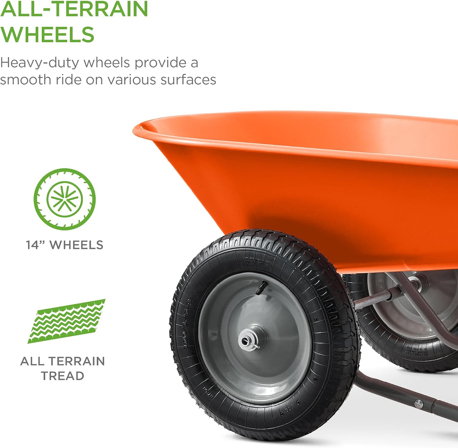 Best Choice Products Dual-Wheel Home Utility Yard Wheelbarrow Garden Cart w/Built-in Stand for Lawn, Gardening, Construction - Green
