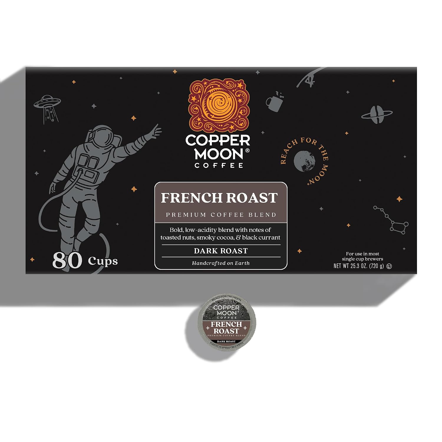 Copper Moon K-Cup Coffee Pods, Medium Roast, Costa Rican Blend, 80 Count | Single Serve, Vegan, Allergen Free, Non-GMO, Kosher, Small Batch Roasted, Vegetarian, Compatible with Keurig K Cup Brewers