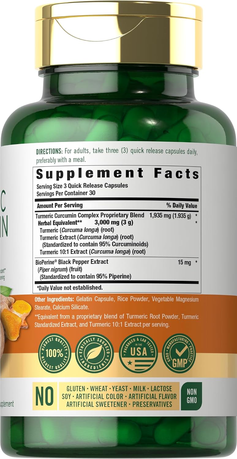 Carlyle Turmeric Curcumin with Black Pepper | 90 Powder Capsules